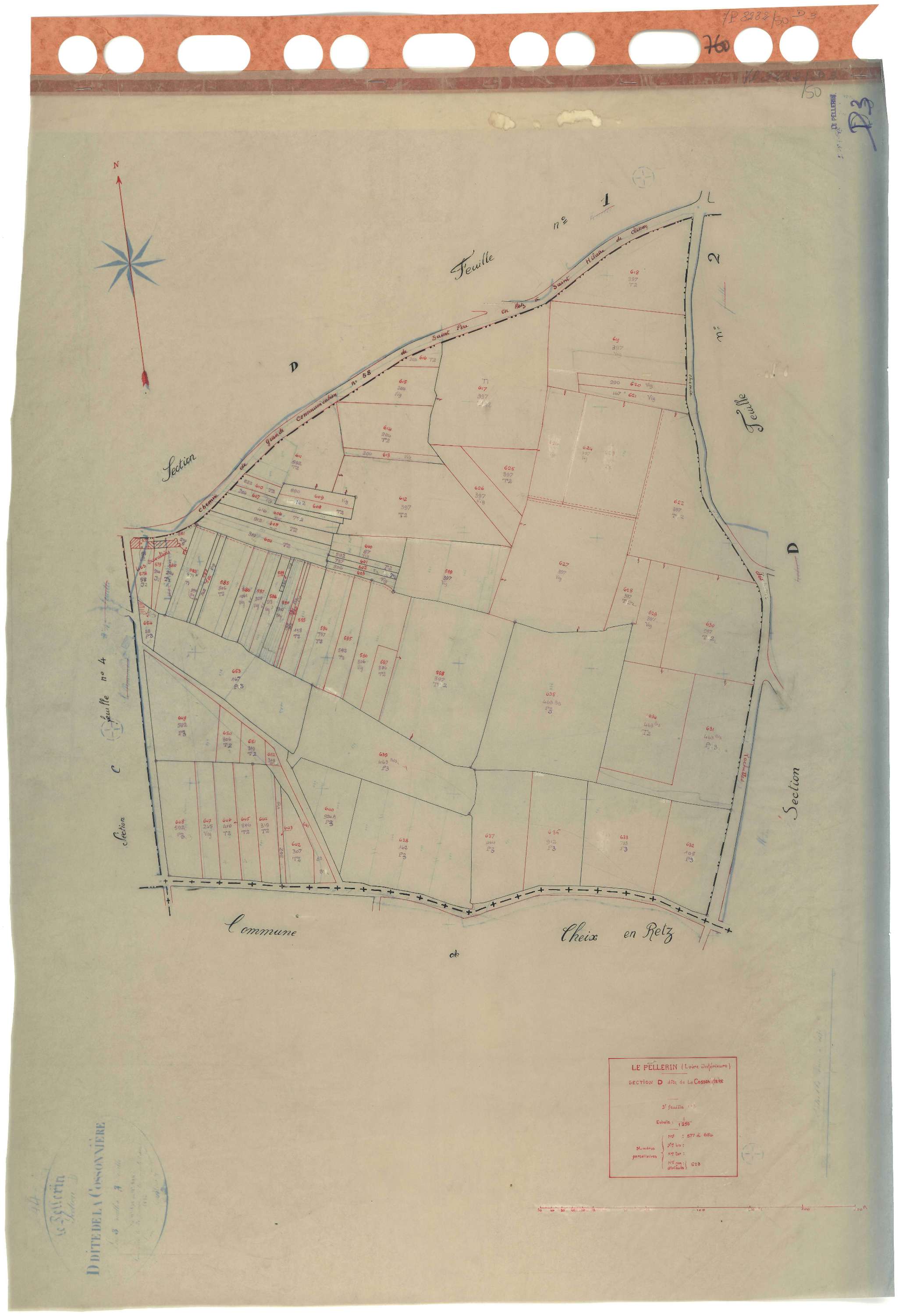 Le Pellerin - Section D3 Cossonnière (section de La) . 577-654