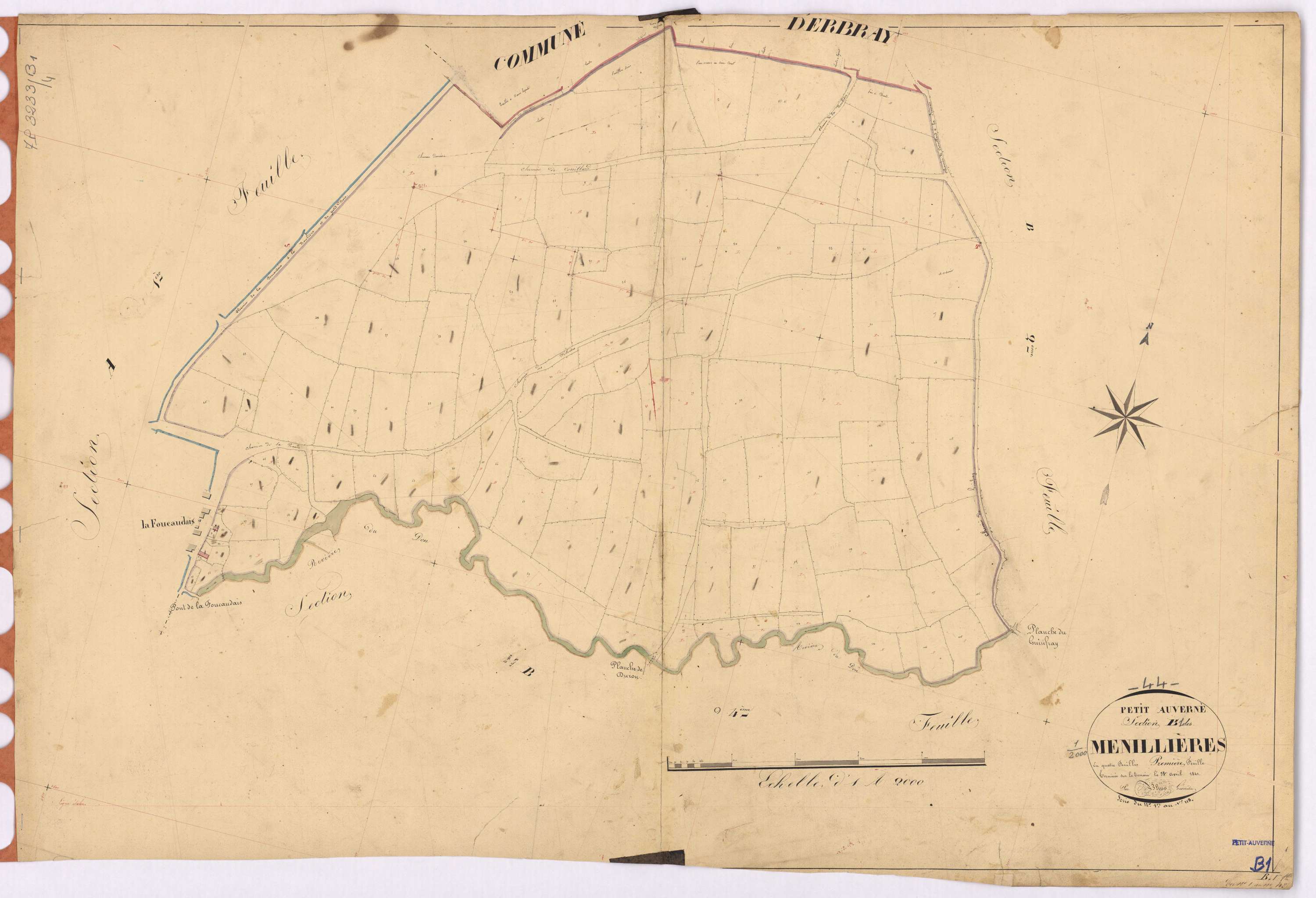 Petit-Auverné - Section B1 Menillières (section des) ; 1-118