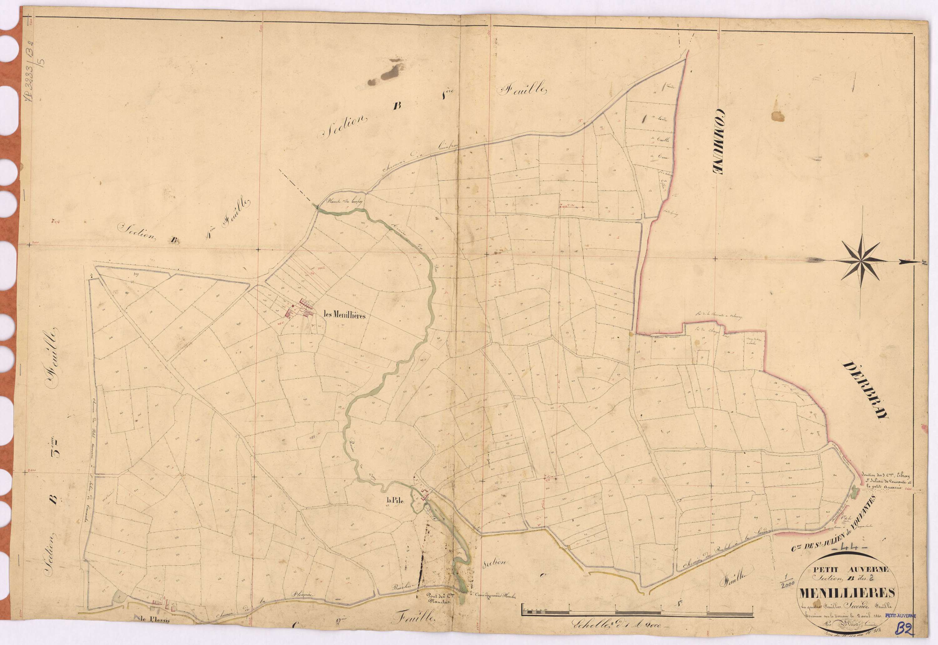 Petit-Auverné - Section B2 Menillières (section des) ; 119-383