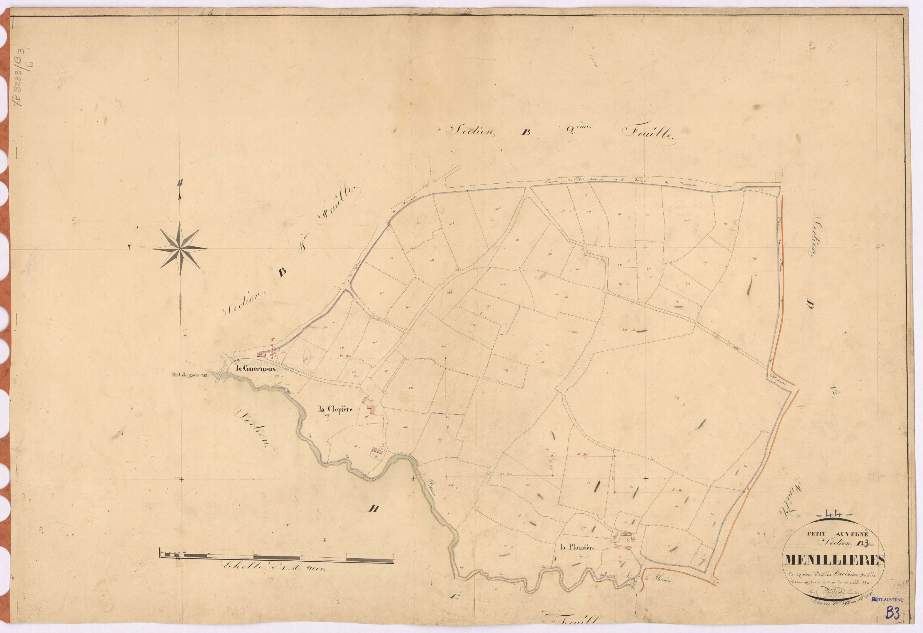 Petit-Auverné - Section B3 Menillières (section des) ; 384-456
