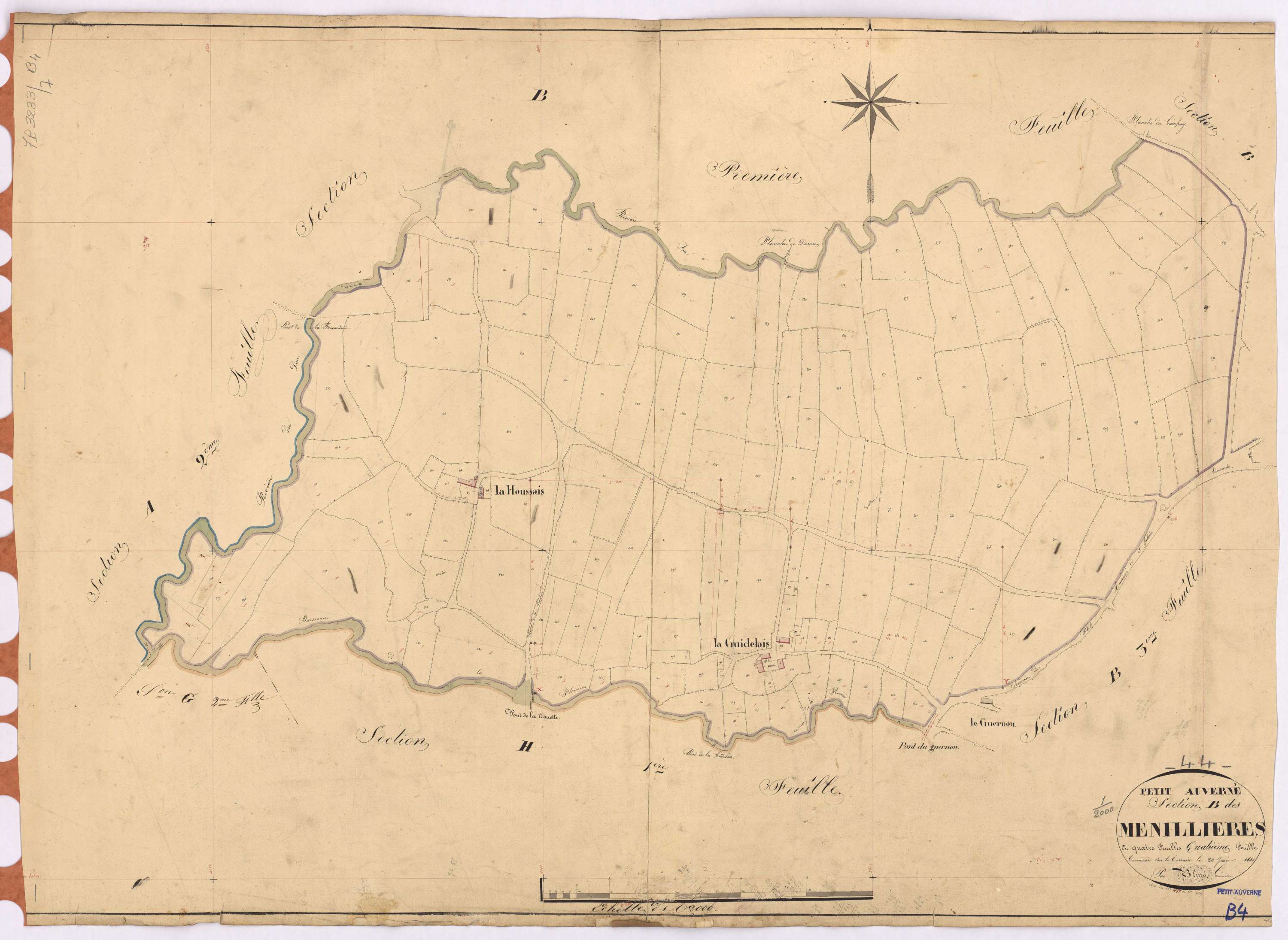 Petit-Auverné - Section B4 Menillières (section des) ; 457-609