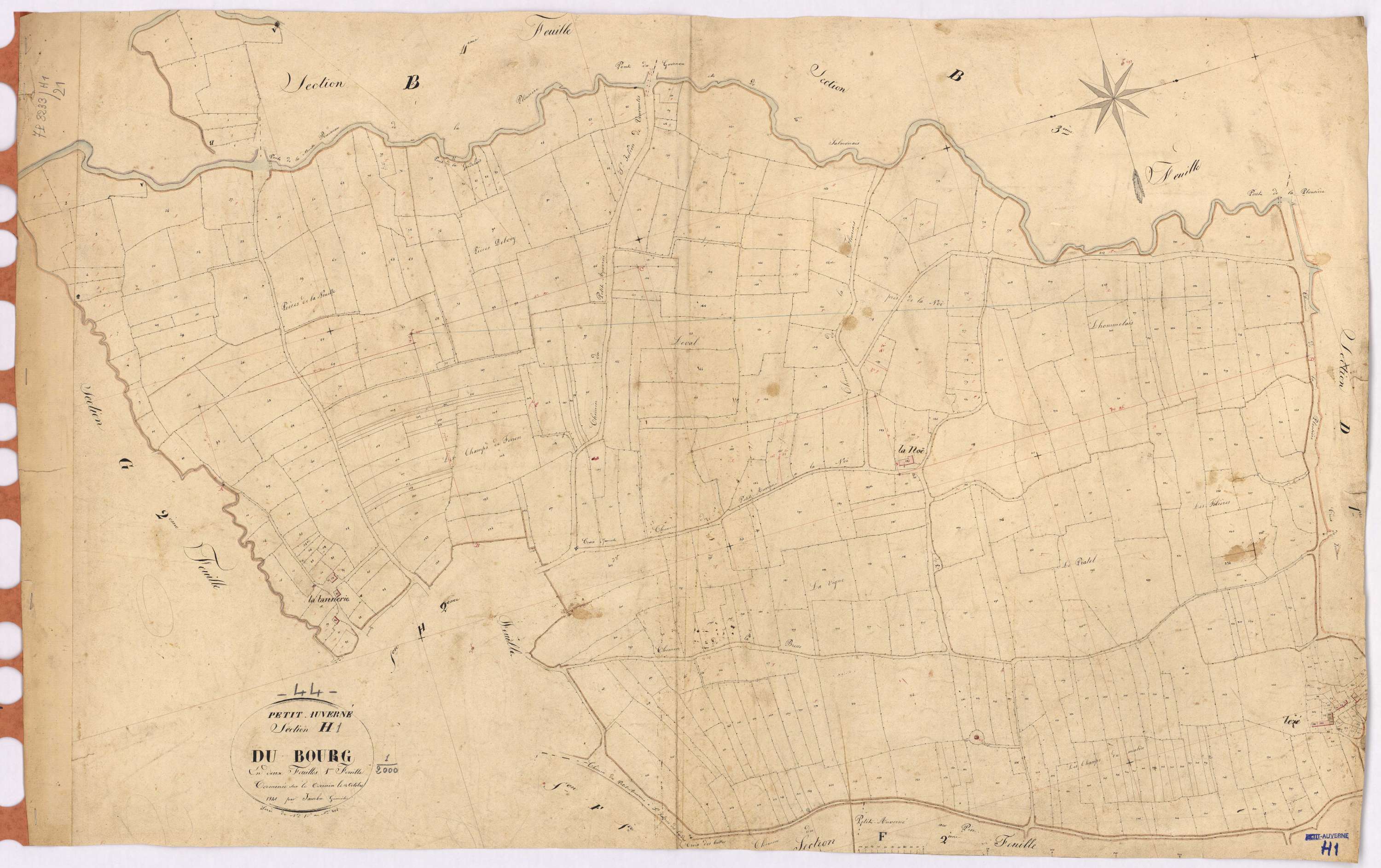 Petit-Auverné - Section H1 Bourg (section du) ; 1-402