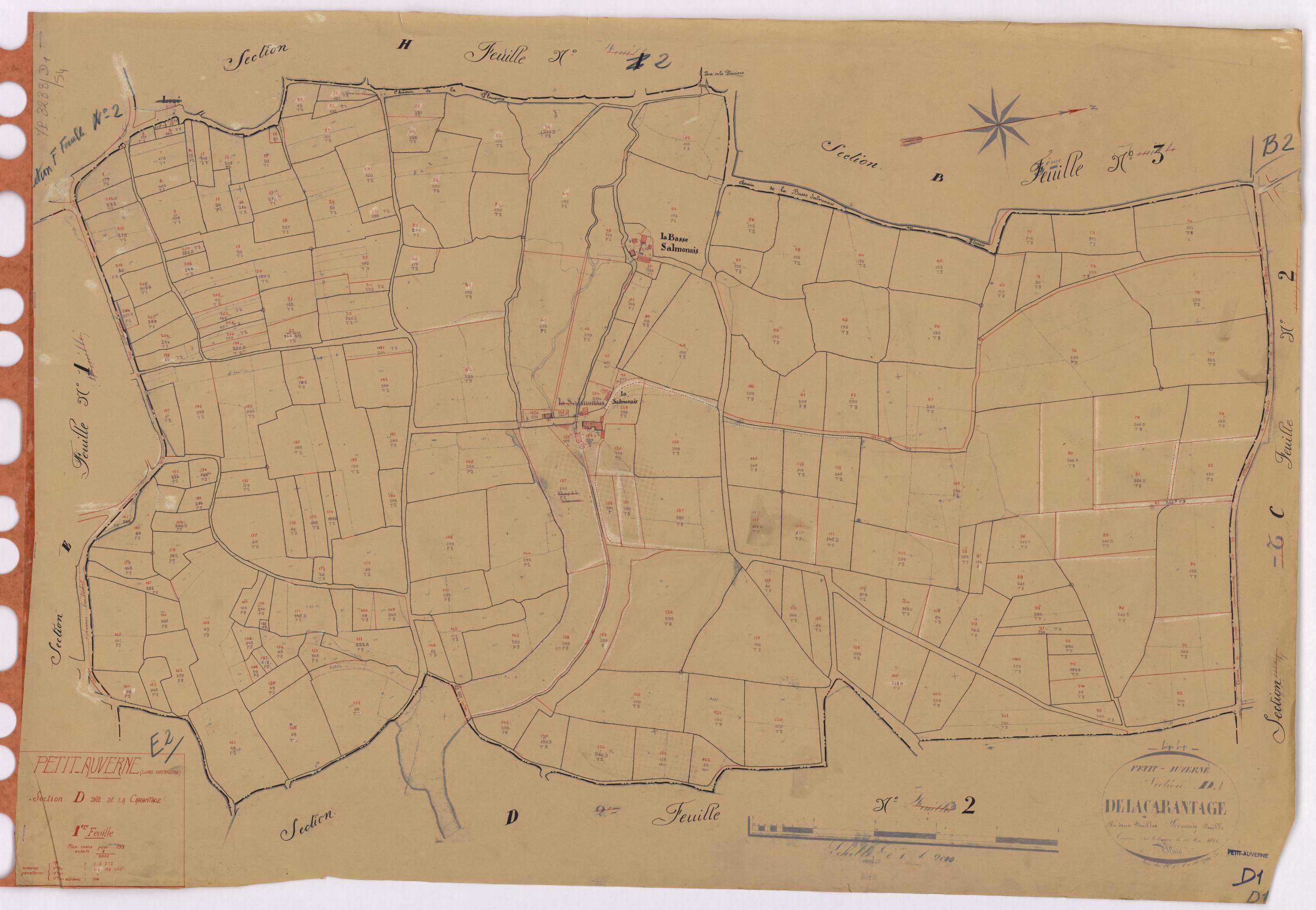 Petit-Auverné - Section D1 Carantage (section de La) ; 1-212