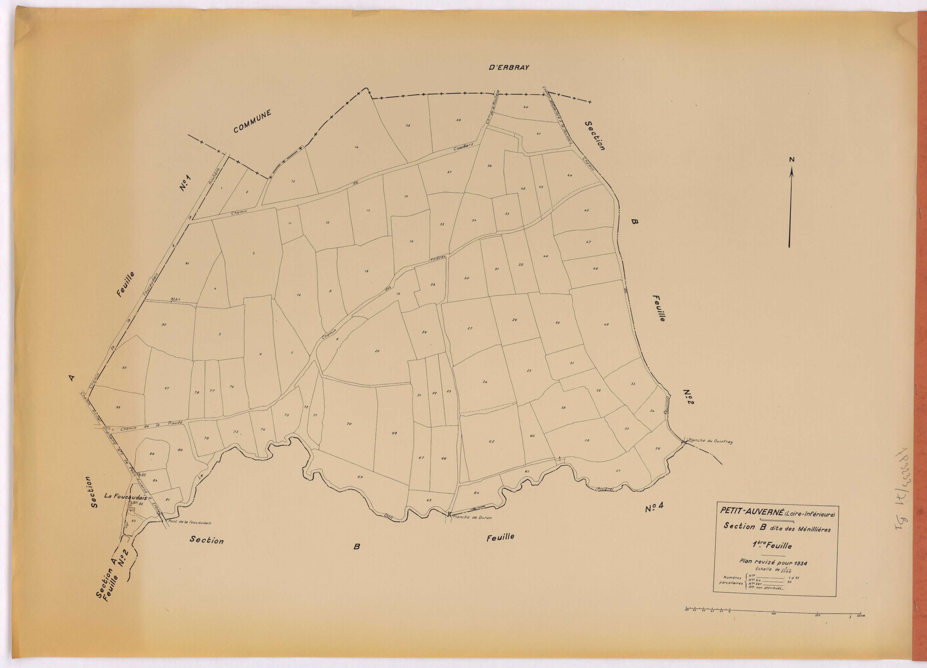 Petit-Auverné - Section B1 Ménillières (section des) ; 1-91