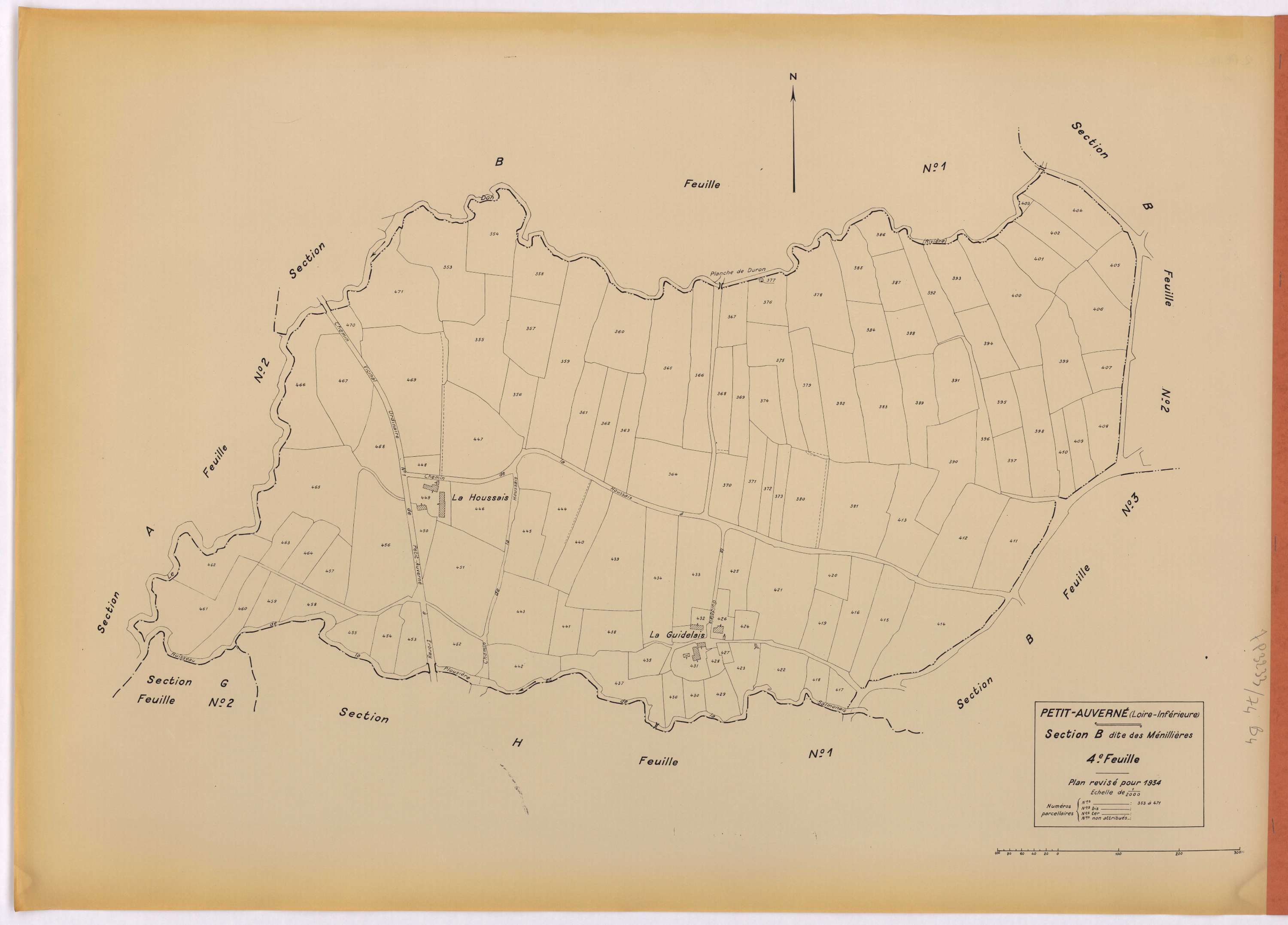 Petit-Auverné - Section B4 Ménillières (section des) ; 353-471