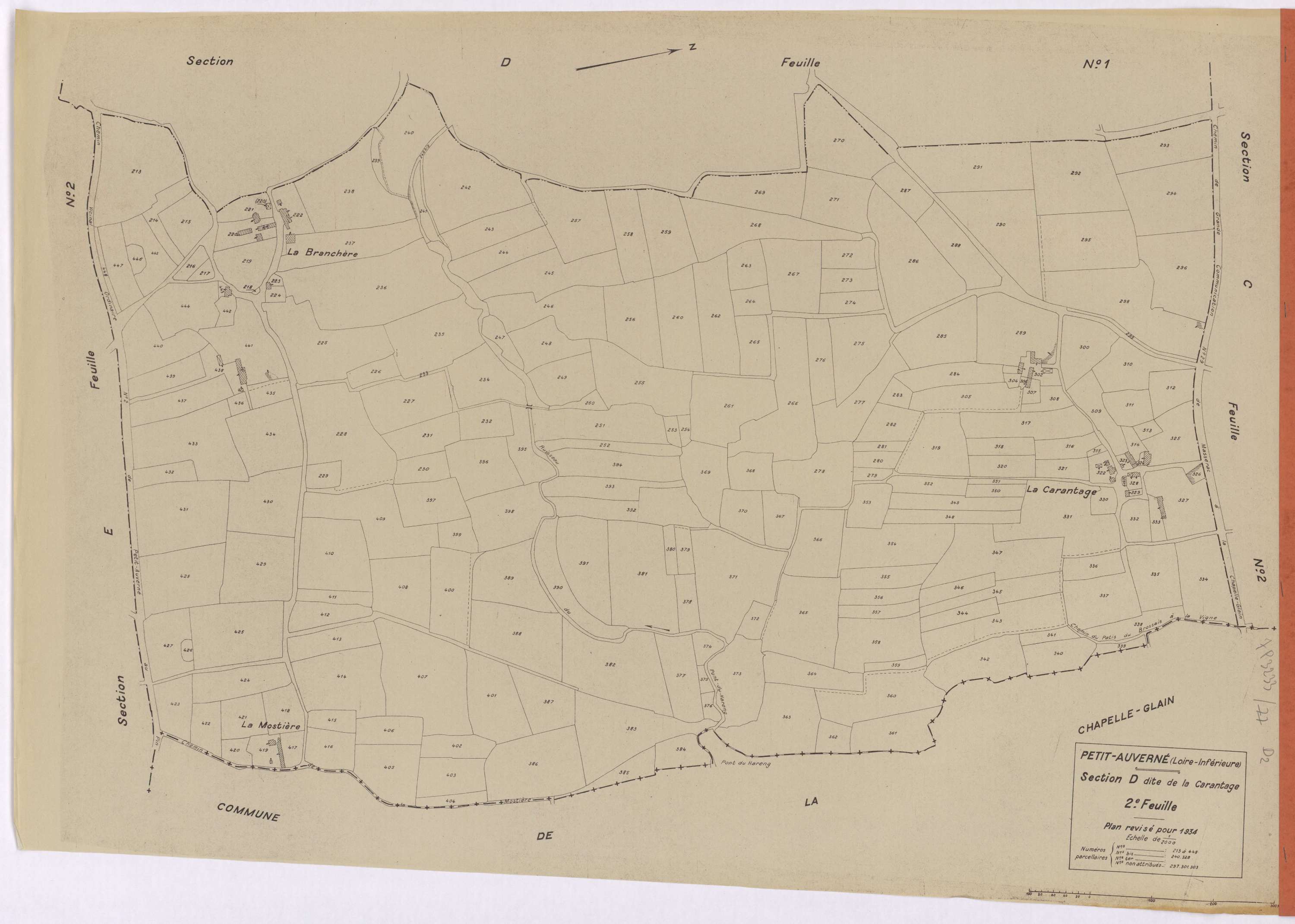 Petit-Auverné - Section D2 Carantage (section de La) ; 213-448