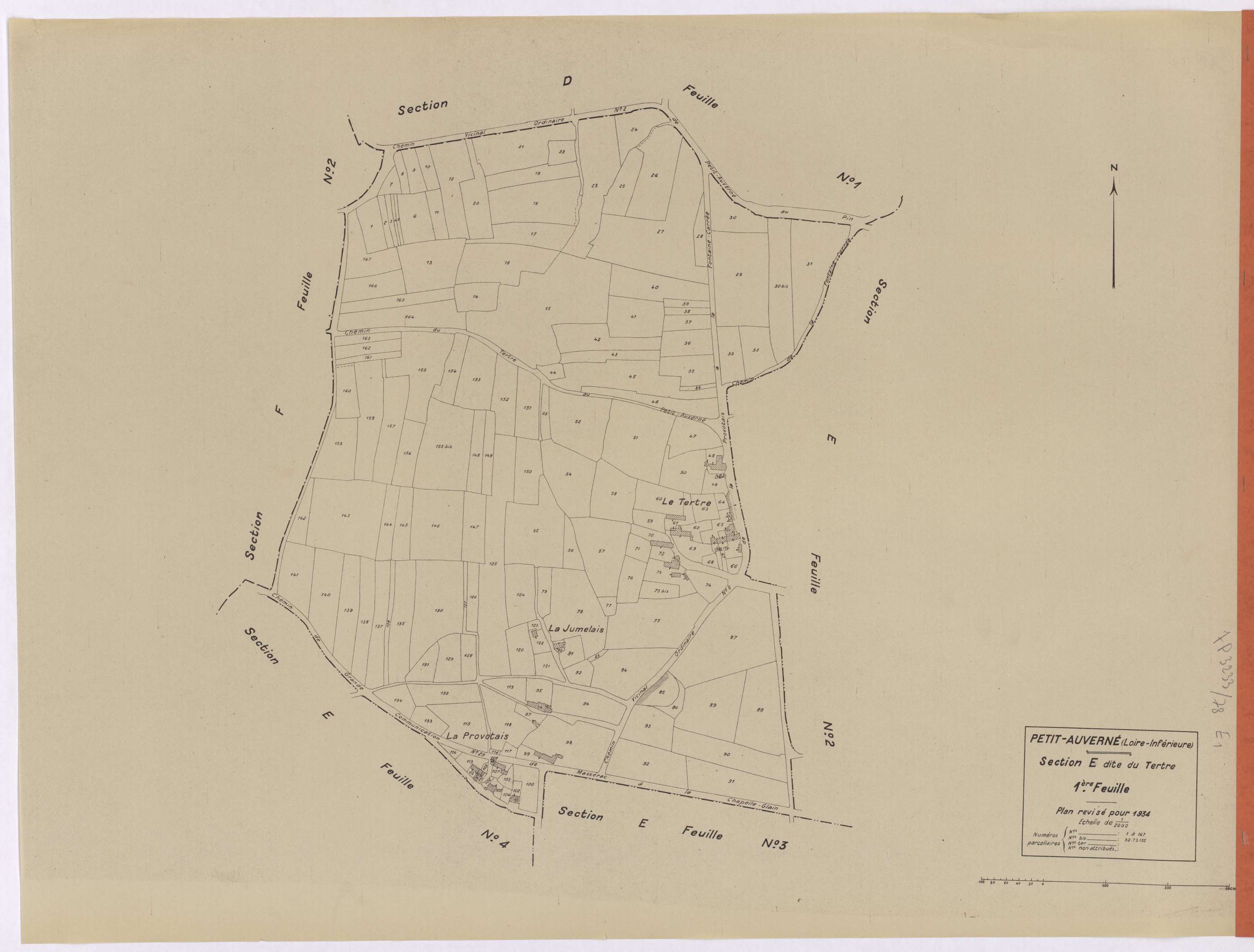 Petit-Auverné - Section E1 Tertre (section du) ; 1-167