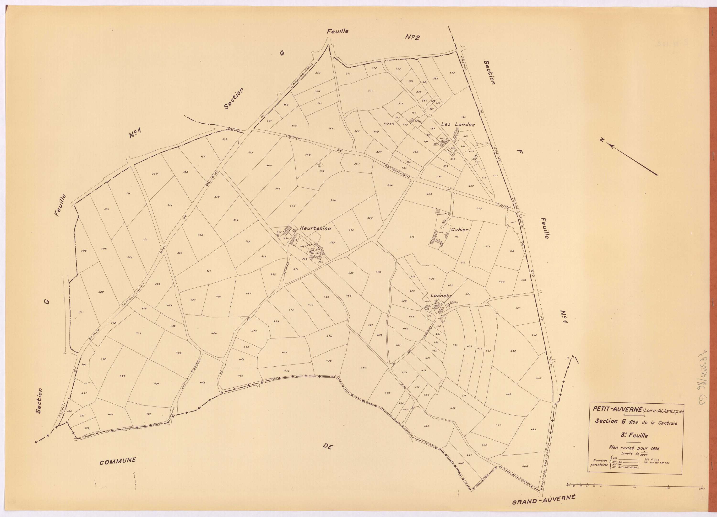 Petit-Auverné - Section G3 Cantraie (section de La) ; 323-508