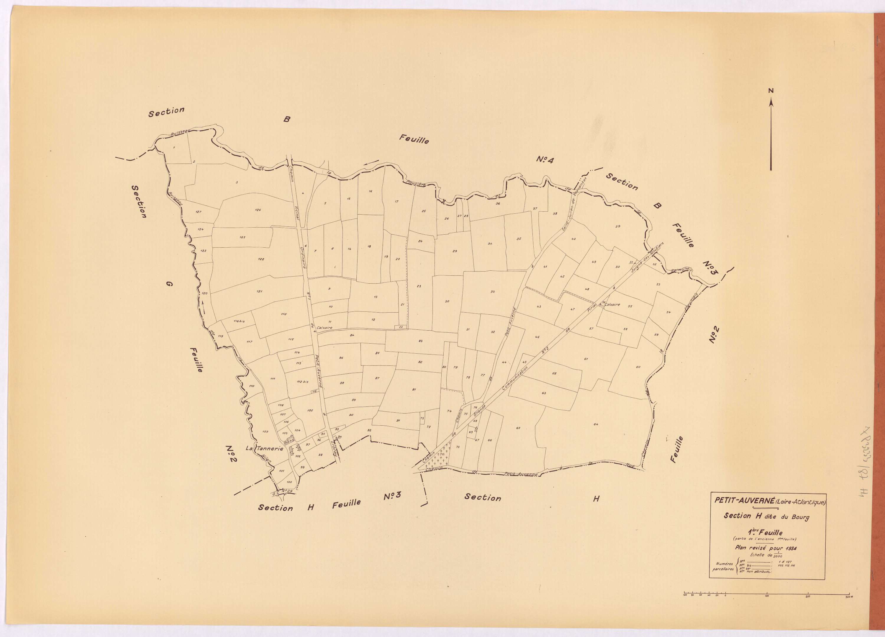 Petit-Auverné - Section H1 Bourg (section du) ; 1-127