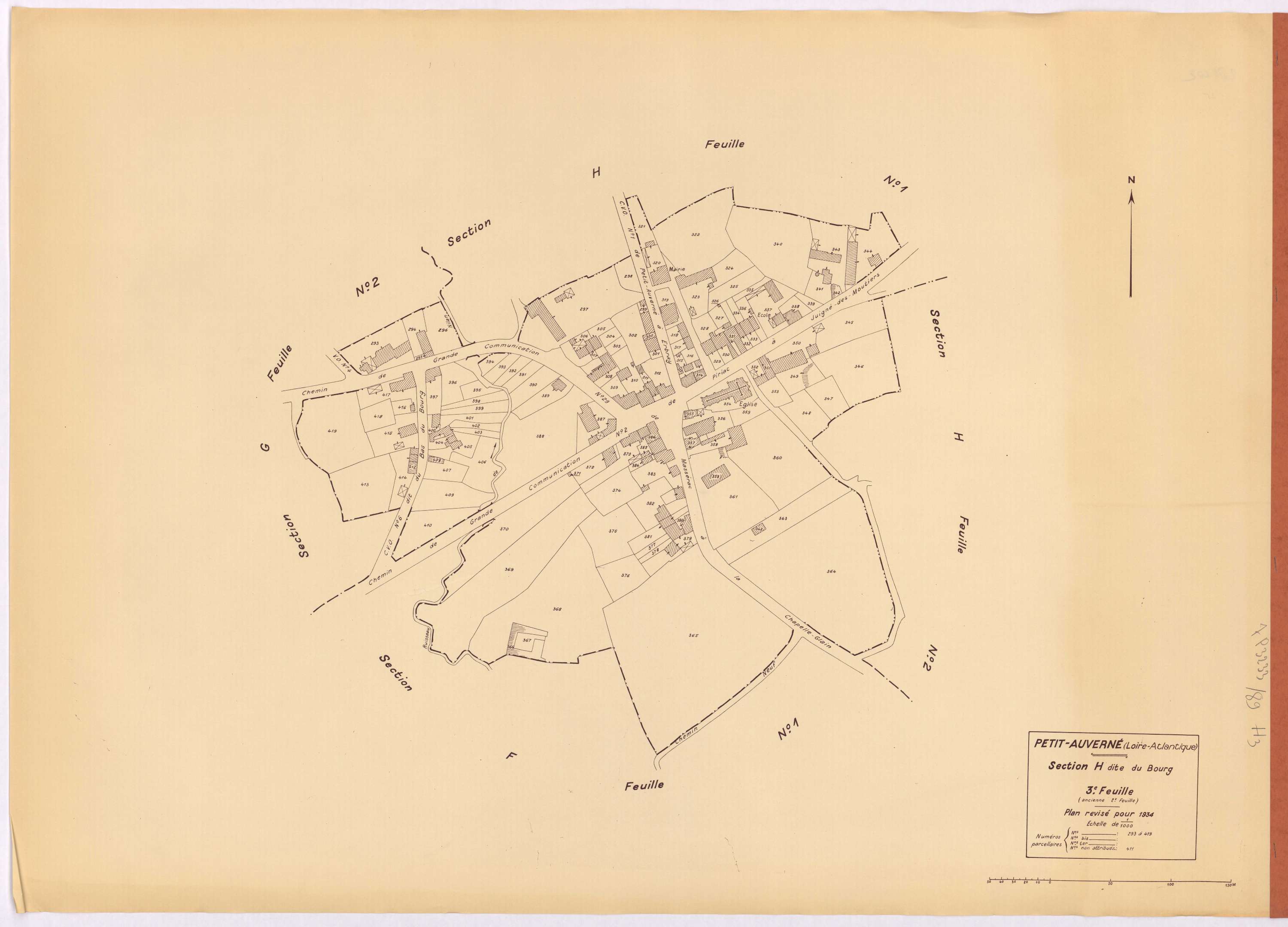 Petit-Auverné - Section H3 Bourg (section du) ; 293-419