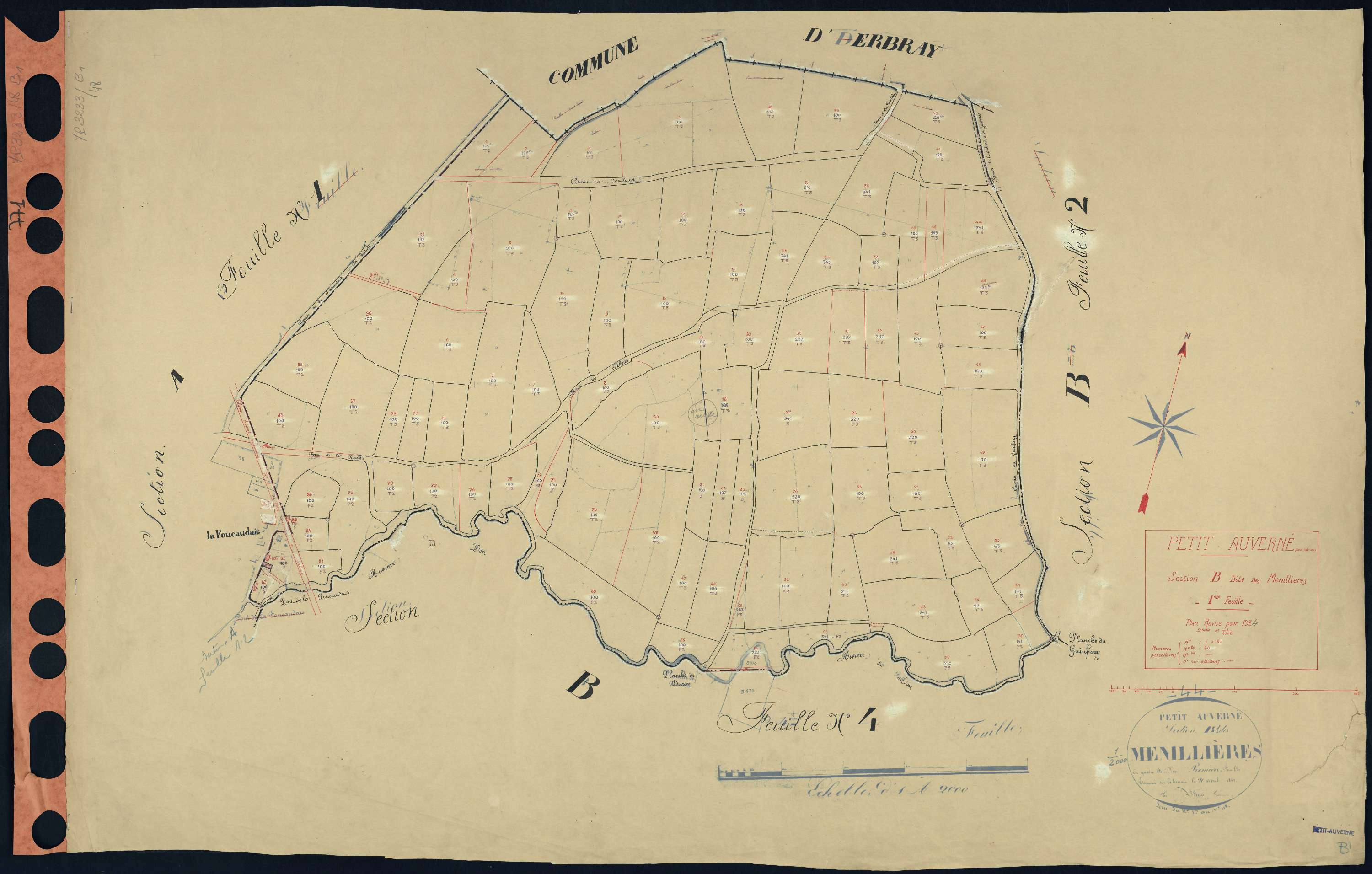 Petit-Auverné - Section B1 Menillières (section des) . 1-91