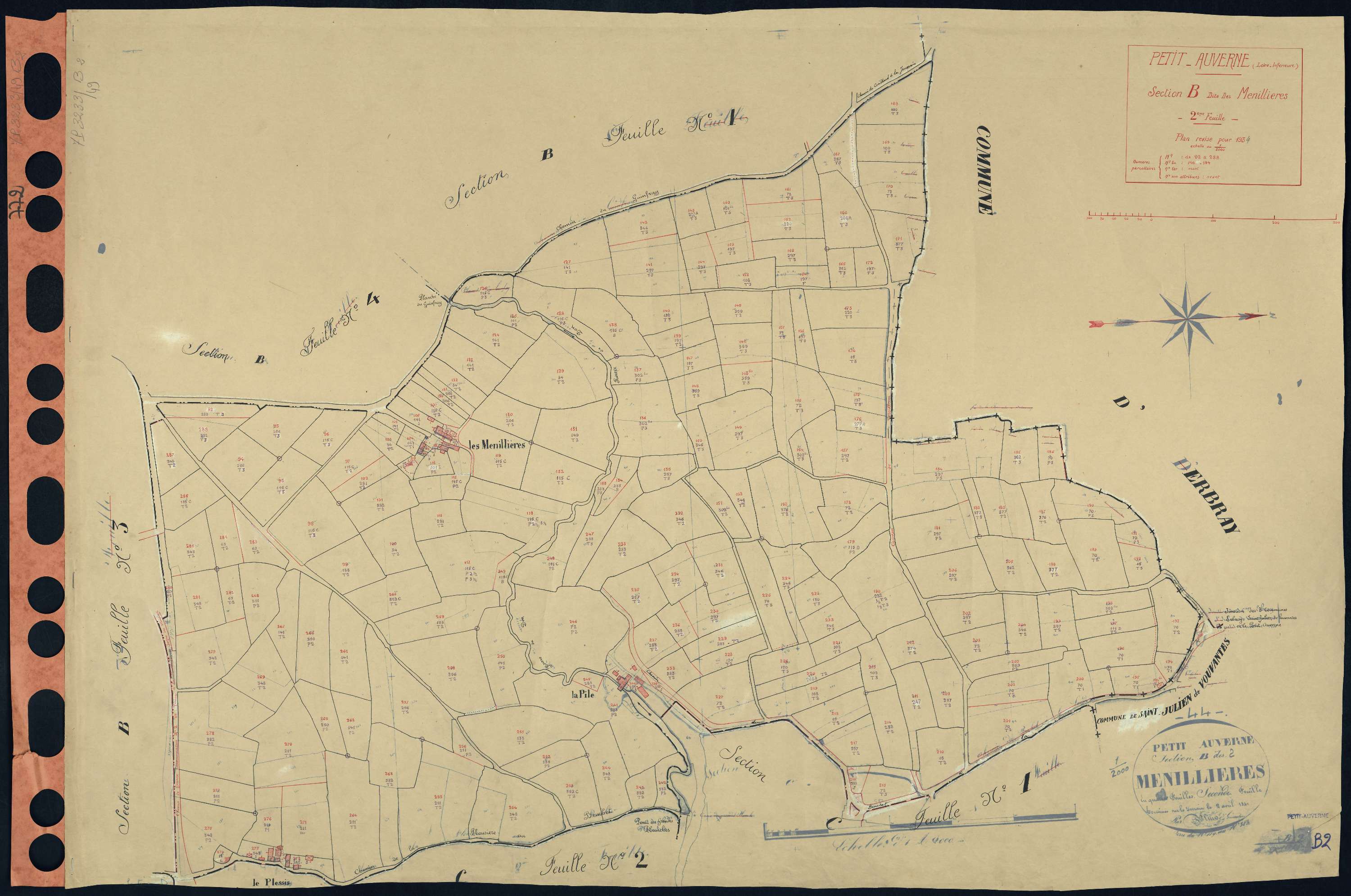 Petit-Auverné - Section B2 Menillières (section des) . 92-288
