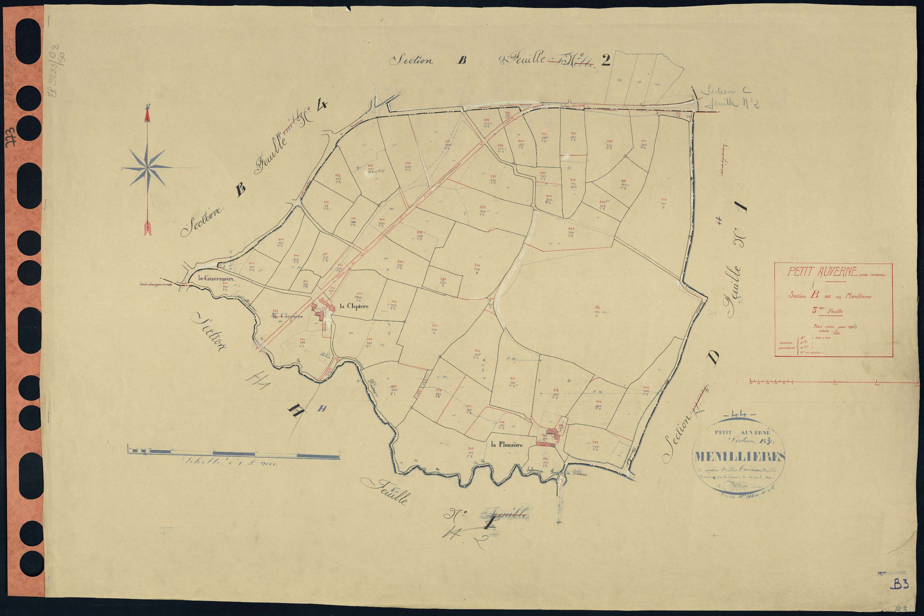 Petit-Auverné - Section B3 Menillières (section des) . 289-352