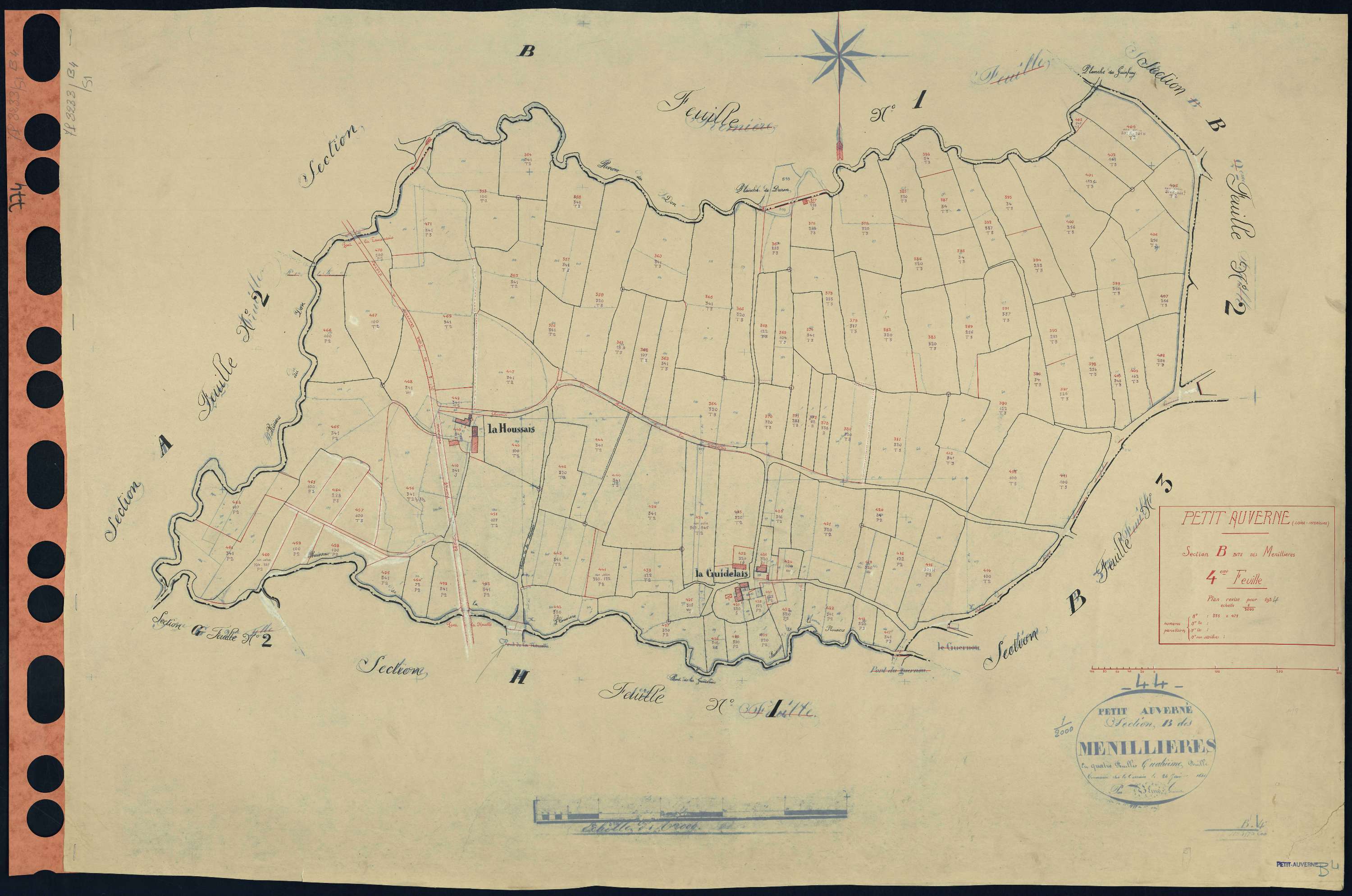 Petit-Auverné - Section B4 Menillières (section des) . 353-471
