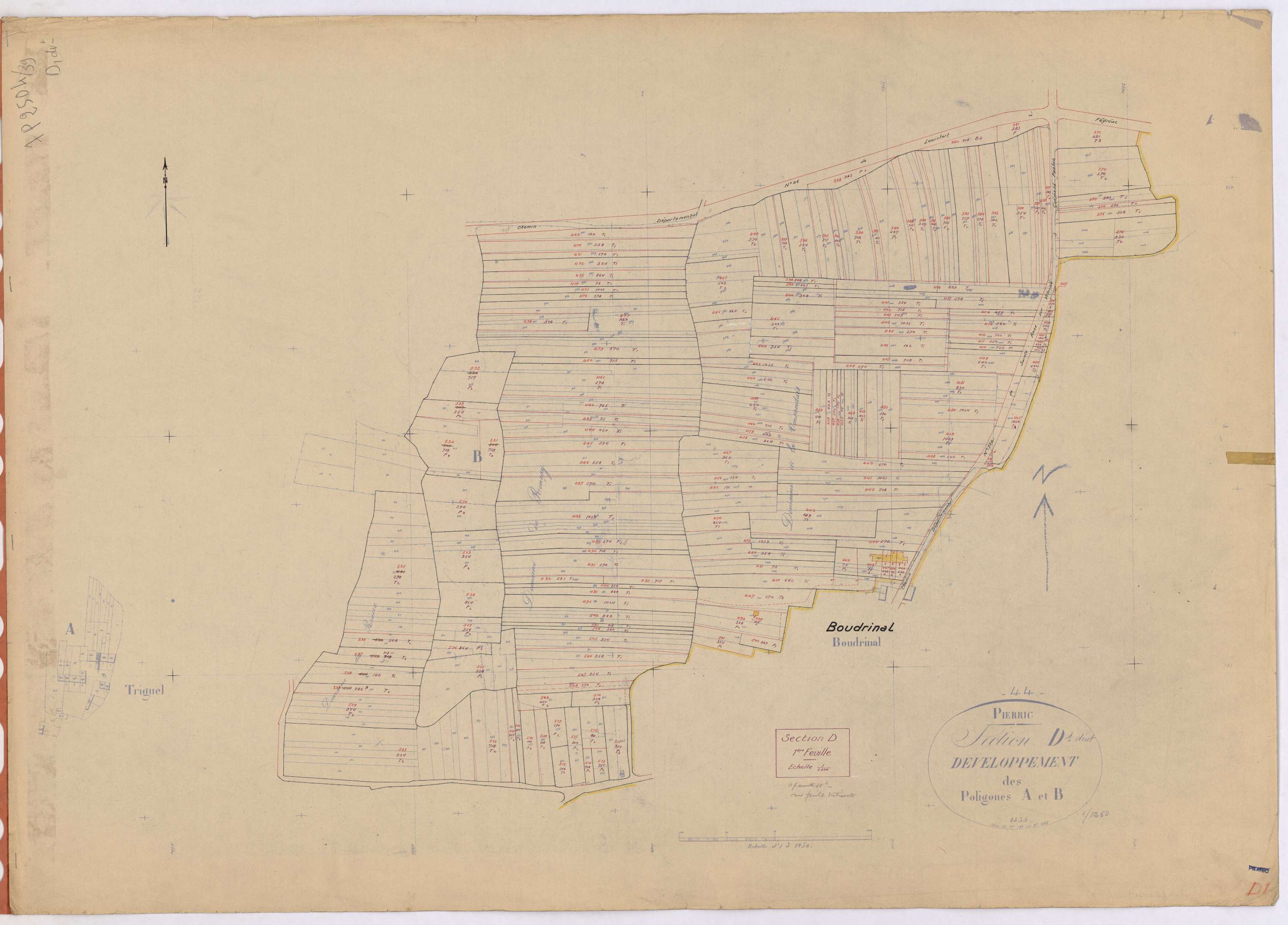 Pierric - Section D1 (développement) Boudrinal (section de) ; 1-649 ; développement du village de Boudrinal