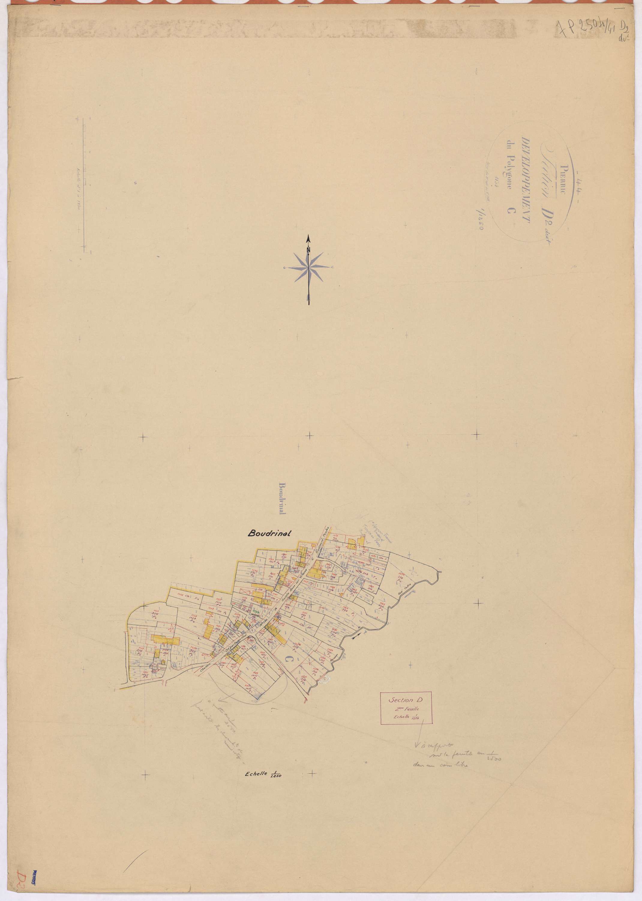 Pierric - Section D2 (développement) Boudrinal (section de) ; 650-1285 ; développement du village de Boudrinal