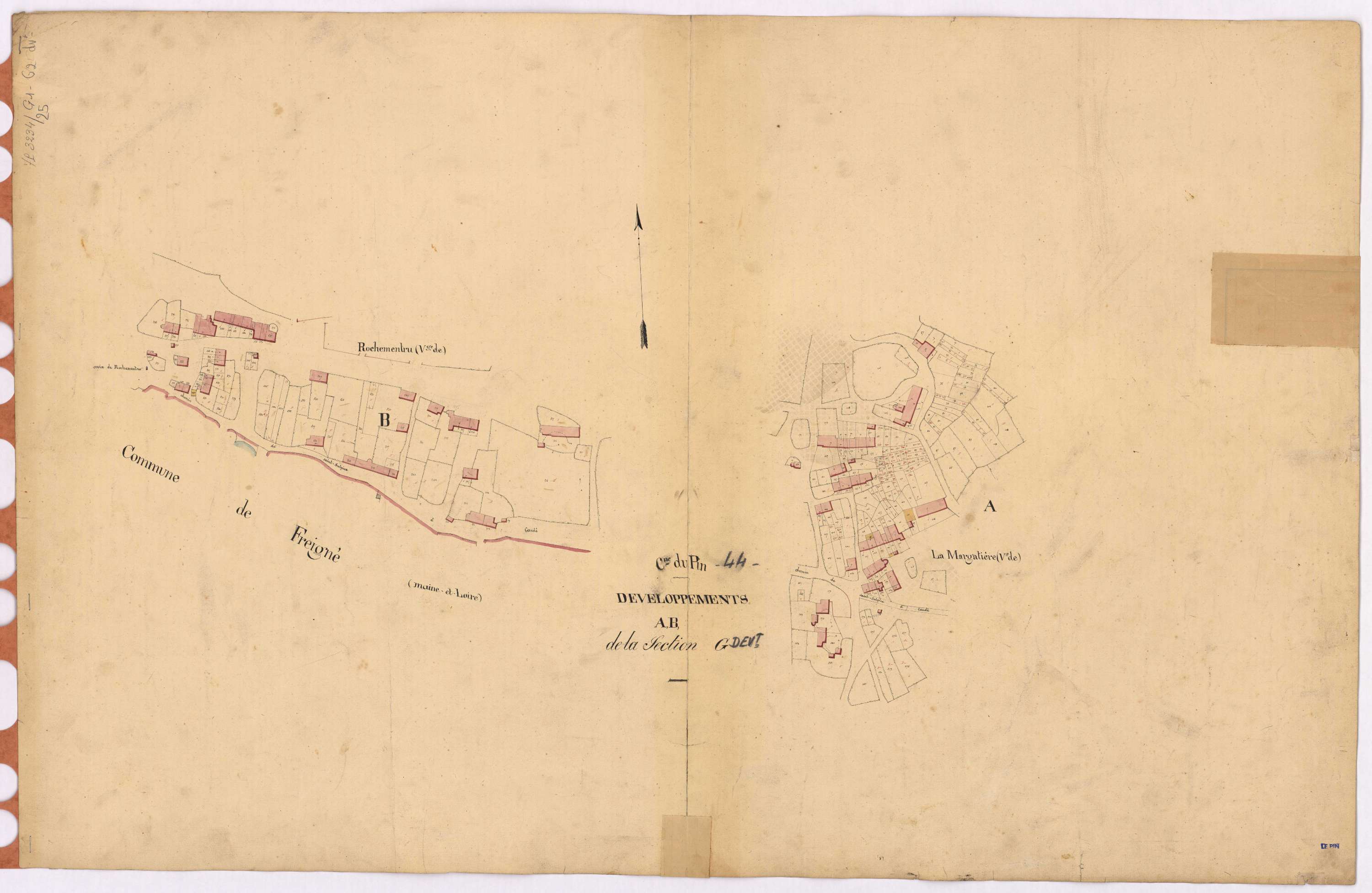 Le Pin - Section G1 G2 (développement) Rochementru (section de) ; 1-411bis ; 411ter-711 ; développement des villages de La Margatière et de Rochementru