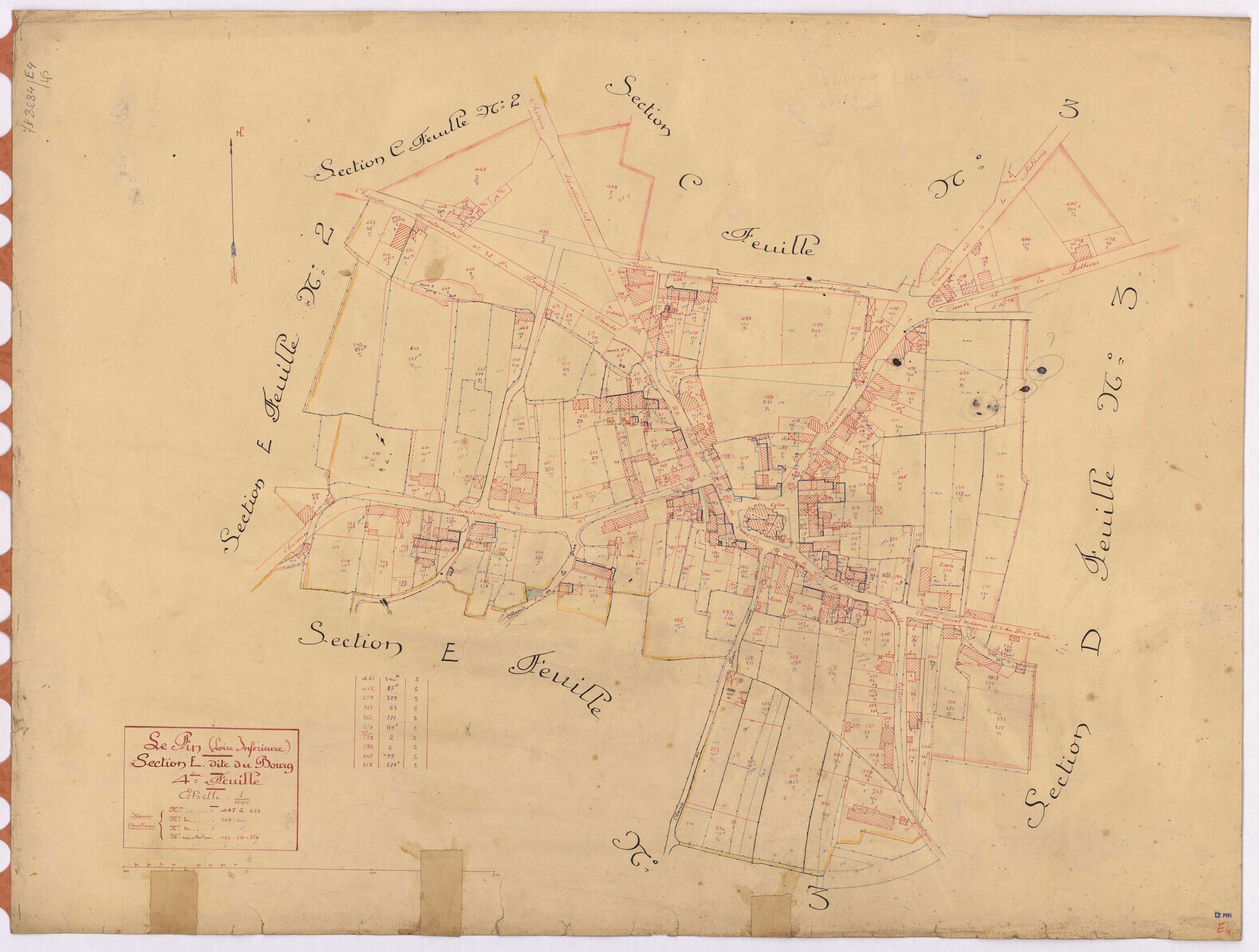 Le Pin - Section E4 Bourg (section du) ; 447-653