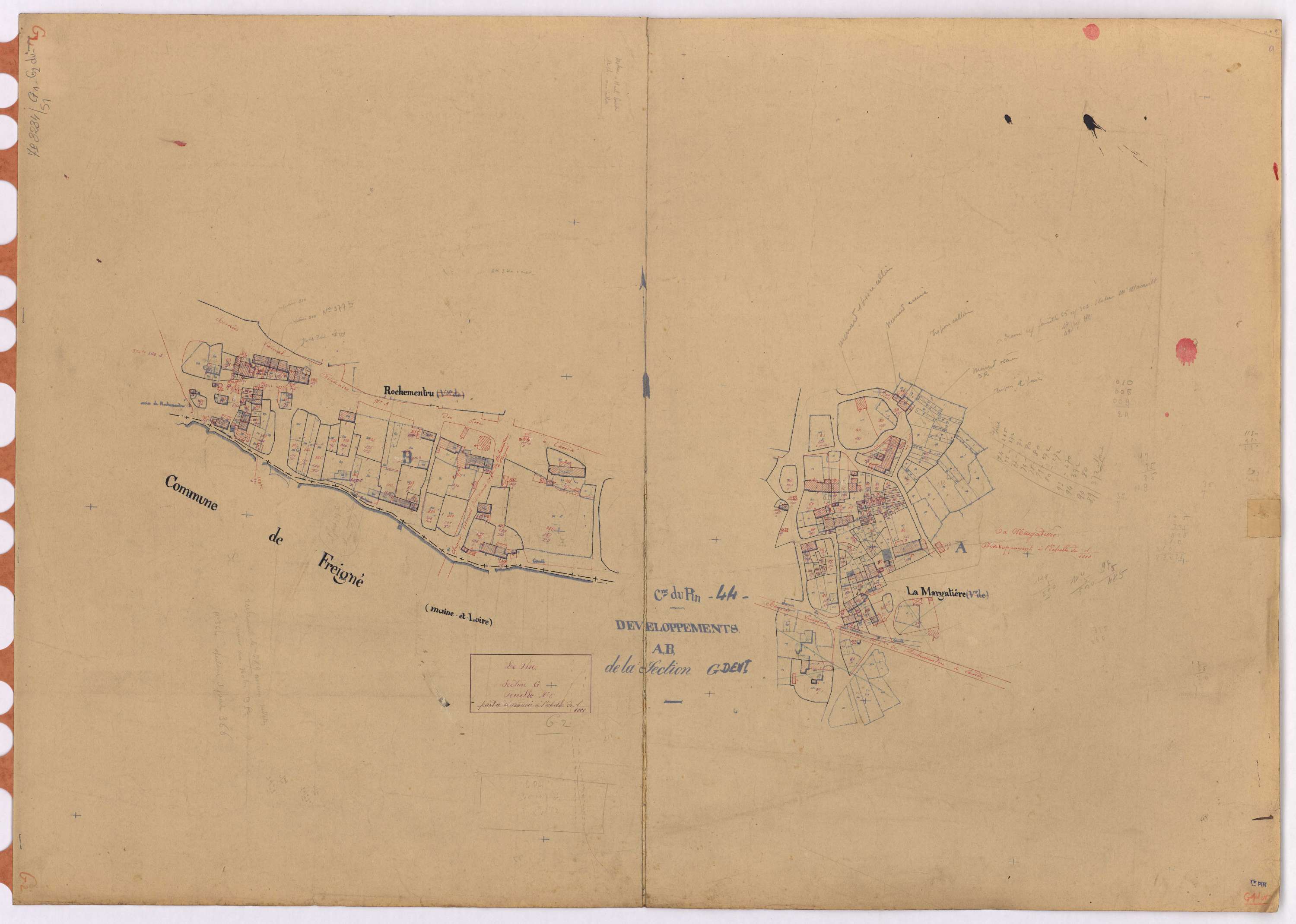 Le Pin - Section G1 G2 (développement) Rochementru (section de) ; 1-249 ; 250-471 ; développement des villages de La Margatière et de Rochementru