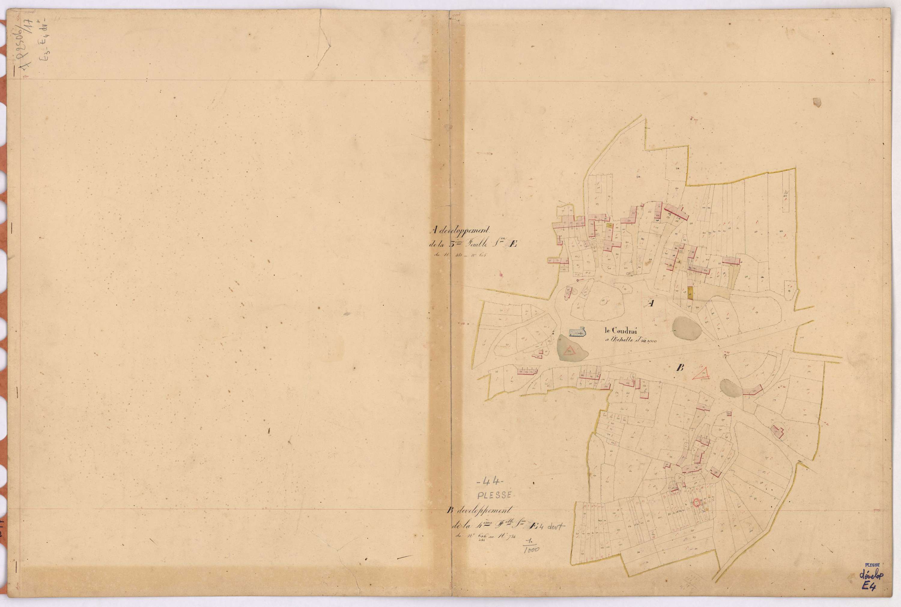 Plessé - Section E3 E4 (développement) Coudray (section du) ; 481-605 ; 606-734