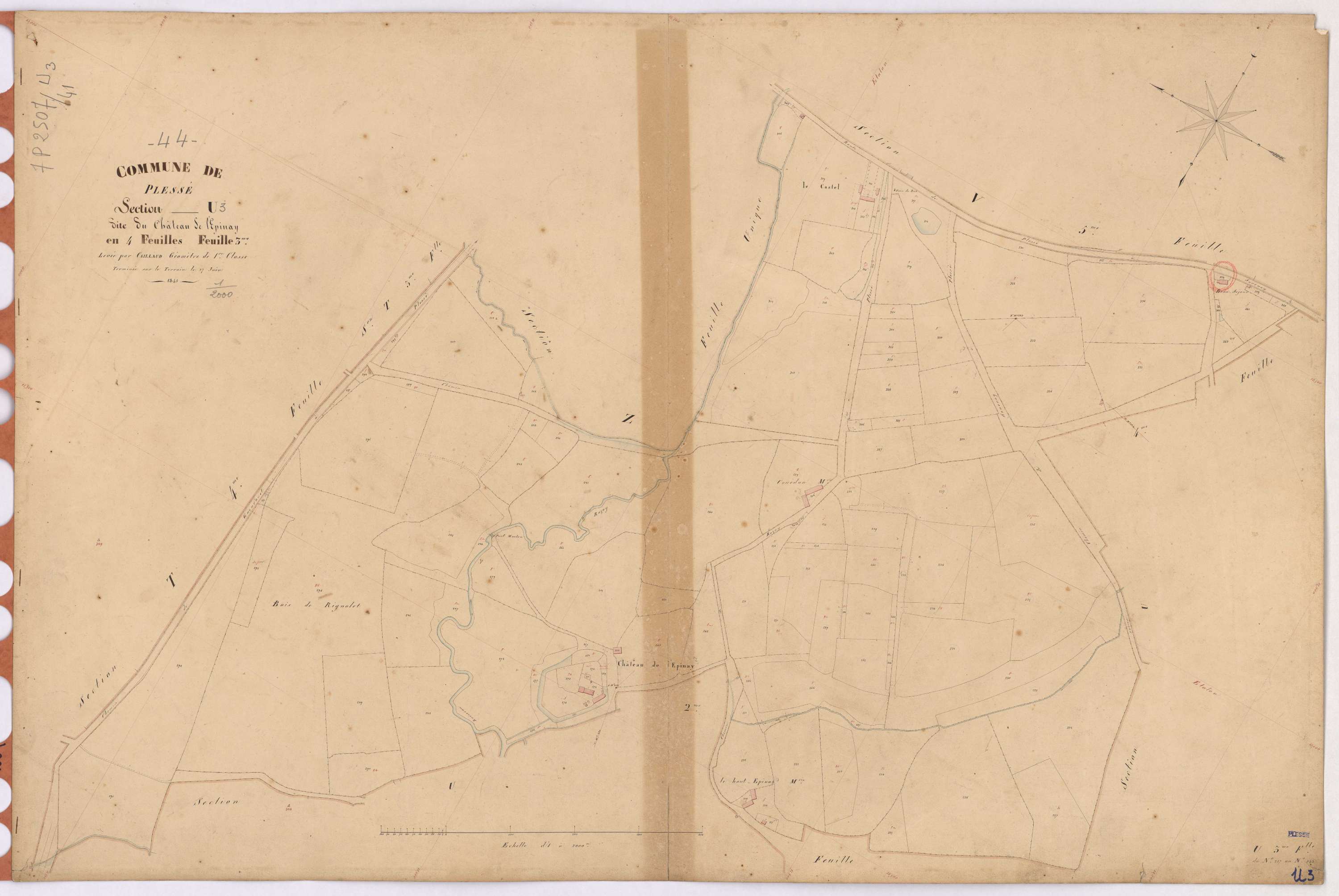 Plessé - Section U3 Château de l'Epinay (section du) ; 217-343