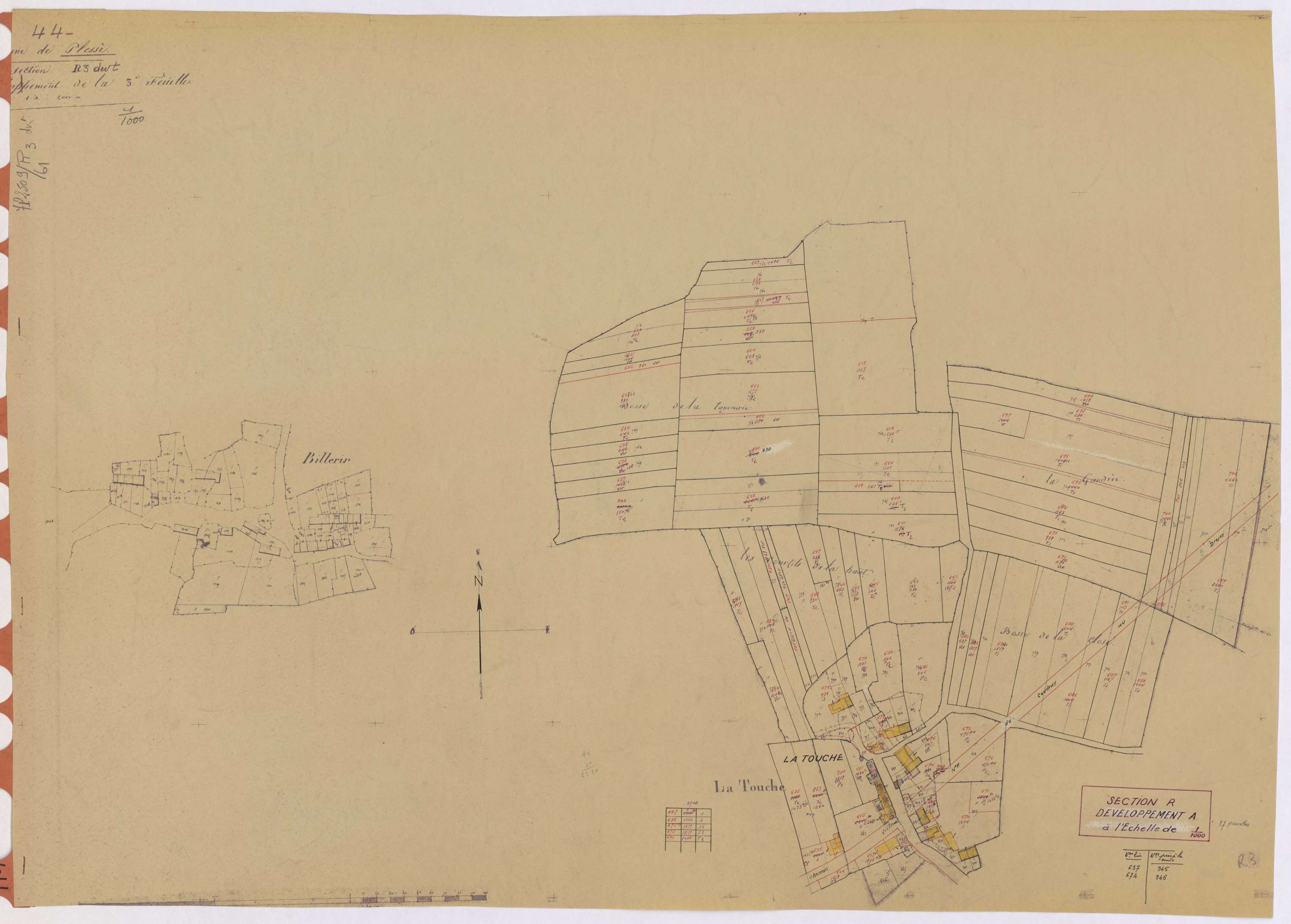 Plessé - Section R3 (développement) 484-914 ; développement du village de La Touche