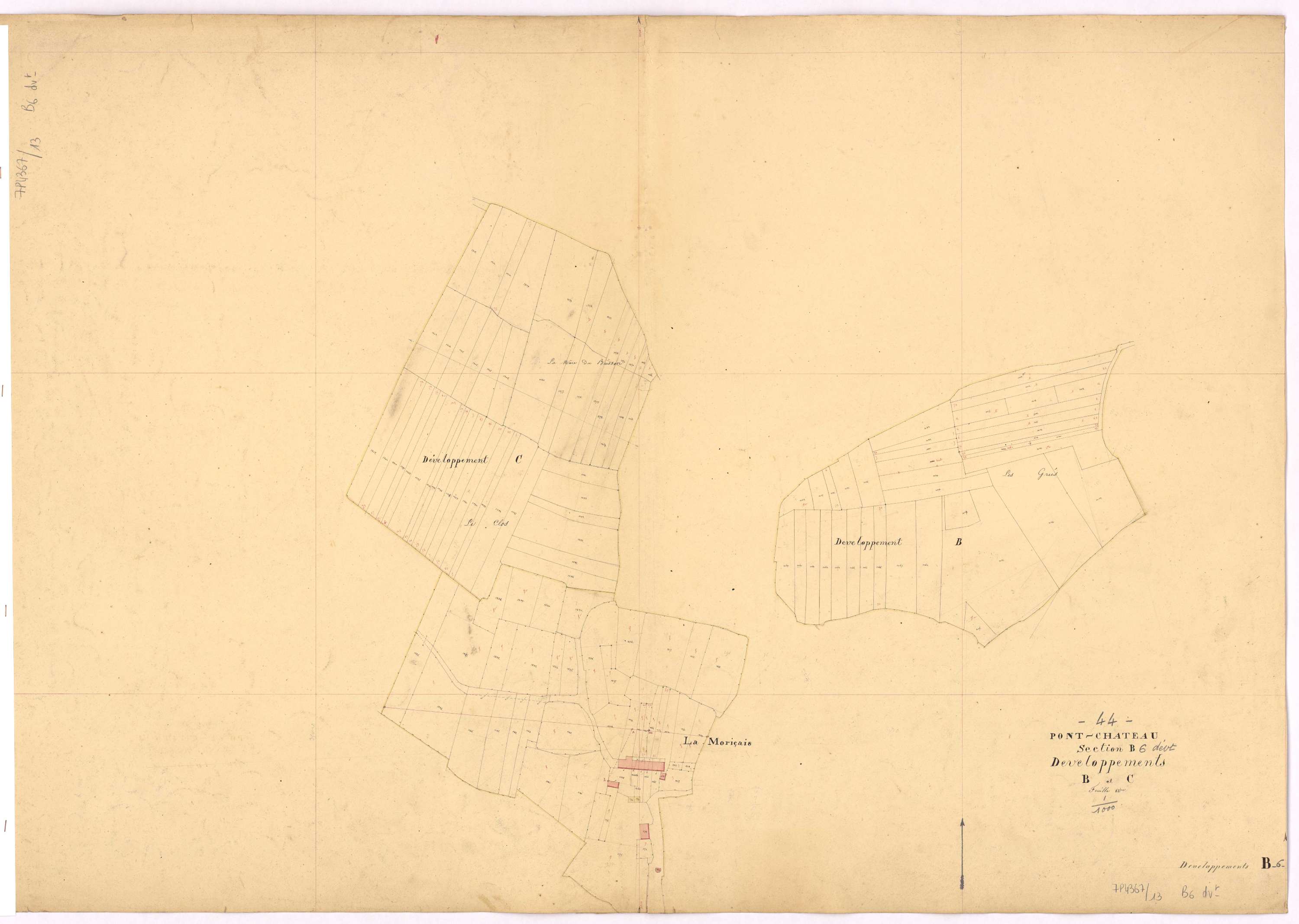 Pontchâteau - Section B6 (développement) Berreau (section de) ; 1011-1419 ; développement des polygônes B et C