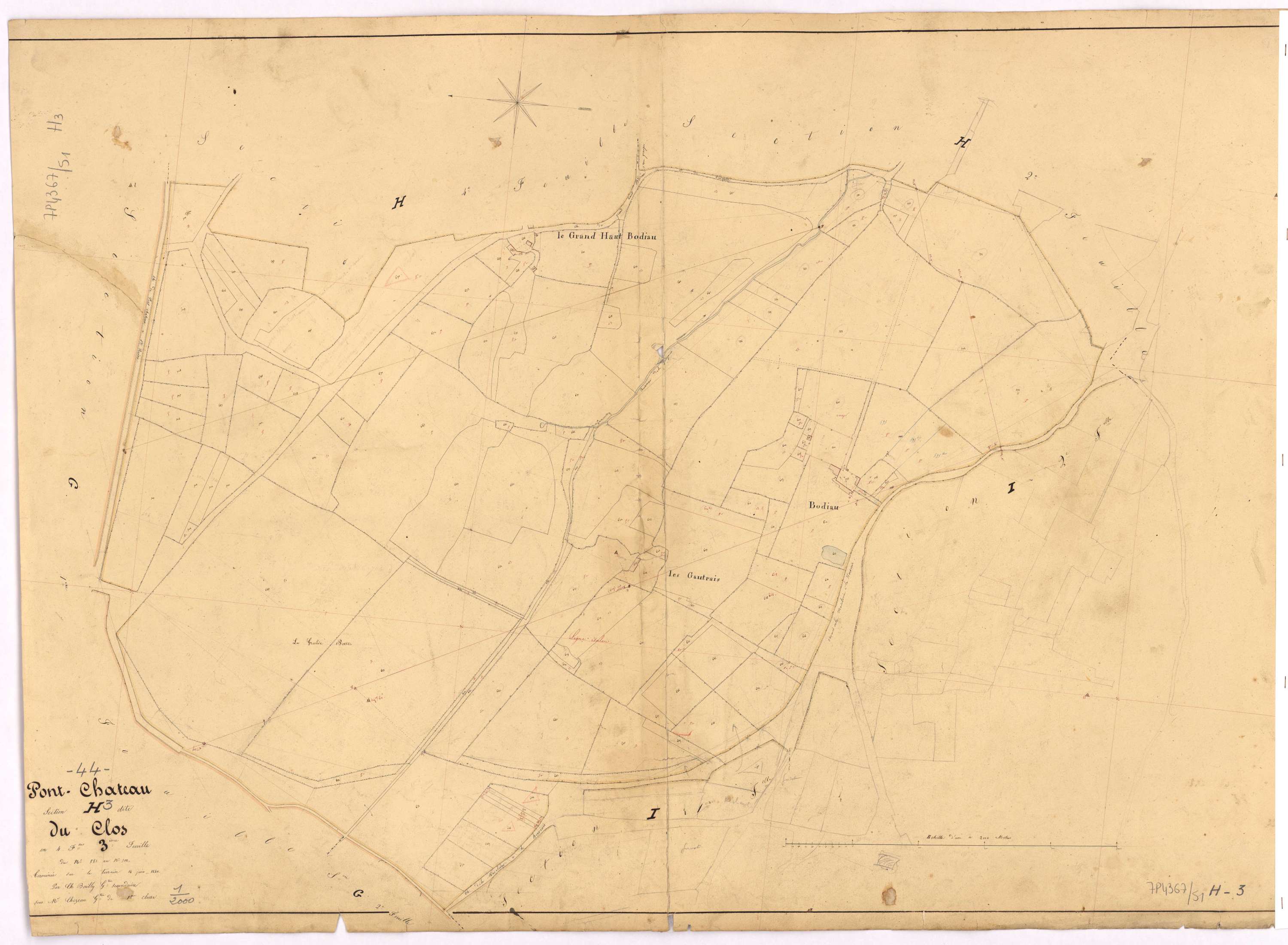 Pontchâteau - Section H3 Clos (section du) ; 581-710