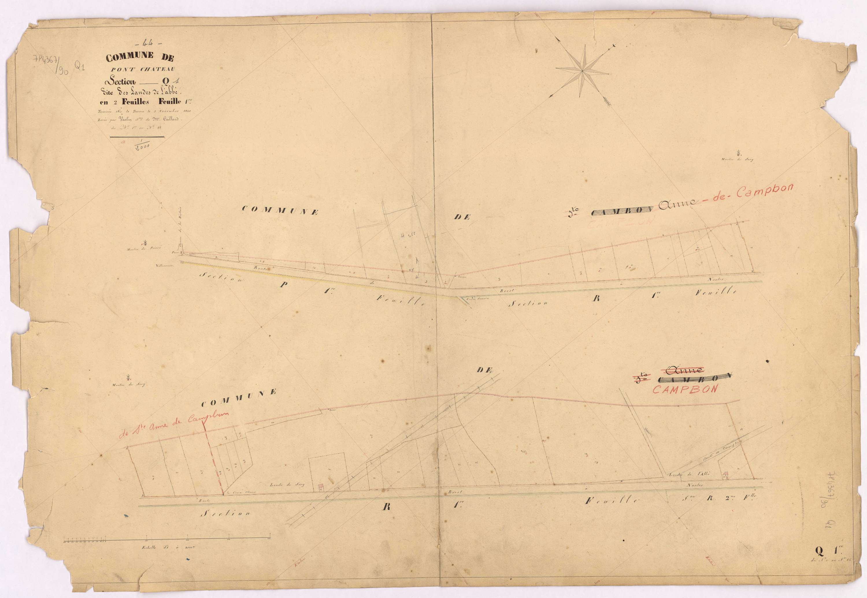 Pontchâteau - Section Q1 Landes de l'abbé (section des) ; 1-42