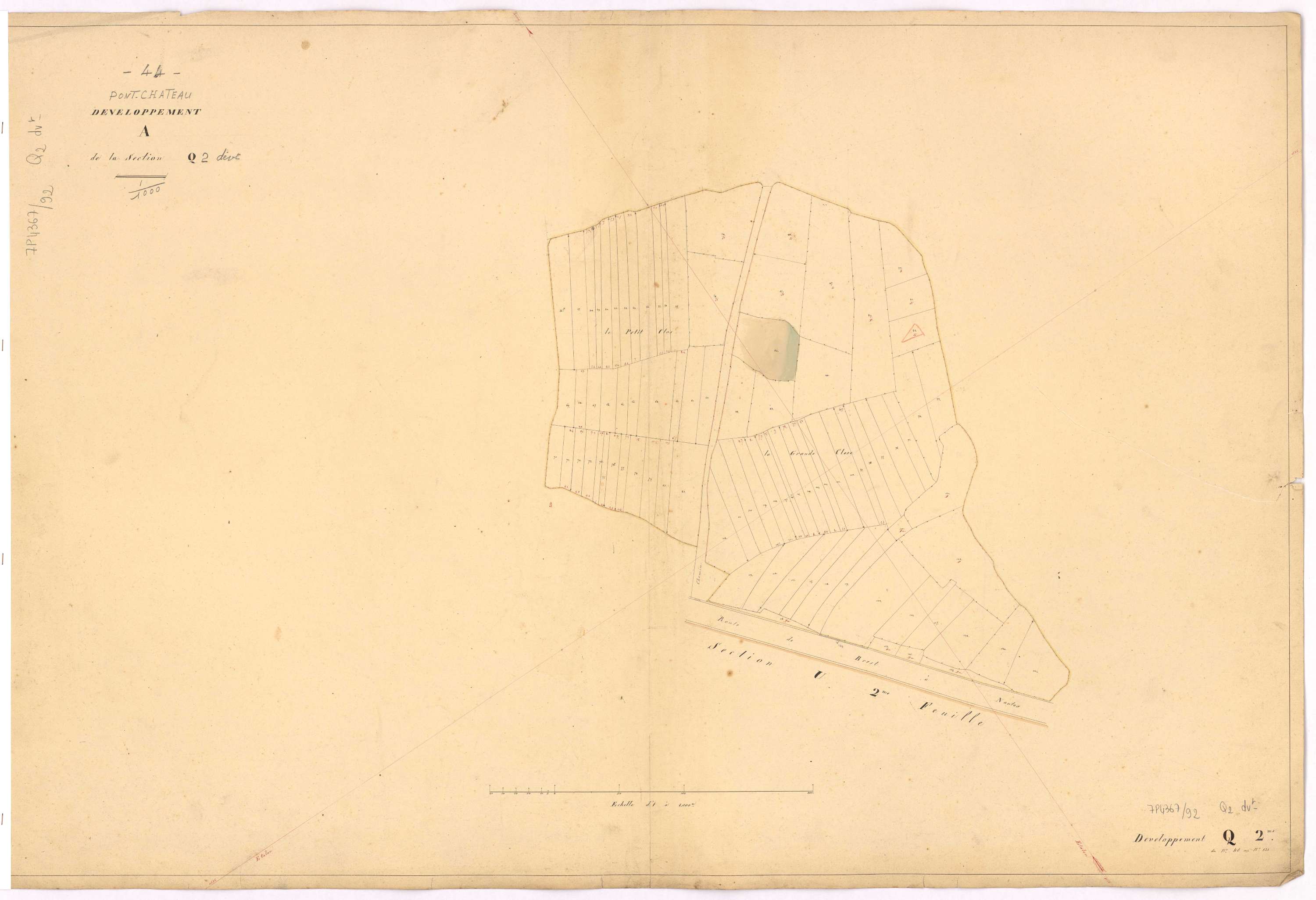 Pontchâteau - Section Q2 (développement) Landes de l'abbé (section des) ; 43-132 ; développement de la partie A