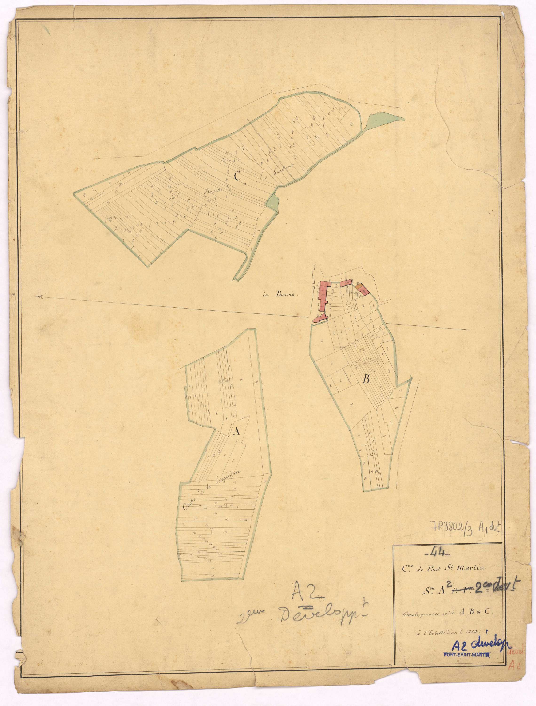 Pont-Saint-Martin - Section A1 (développement) Rairie (section de La) ; développement des polygônes A, B et C