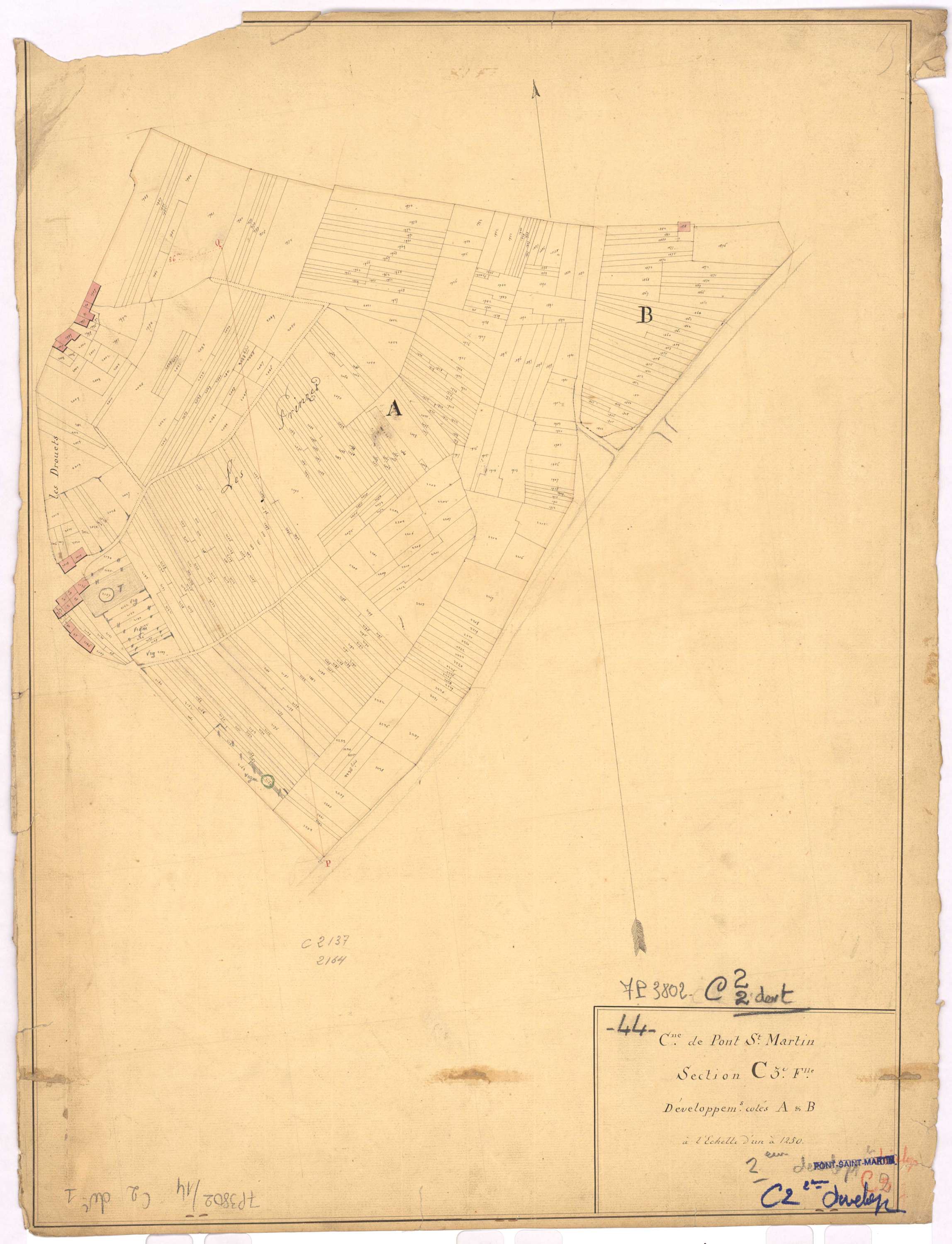 Pont-Saint-Martin - Section C2 (développement) Landes (section des) ; développement des parties A et B