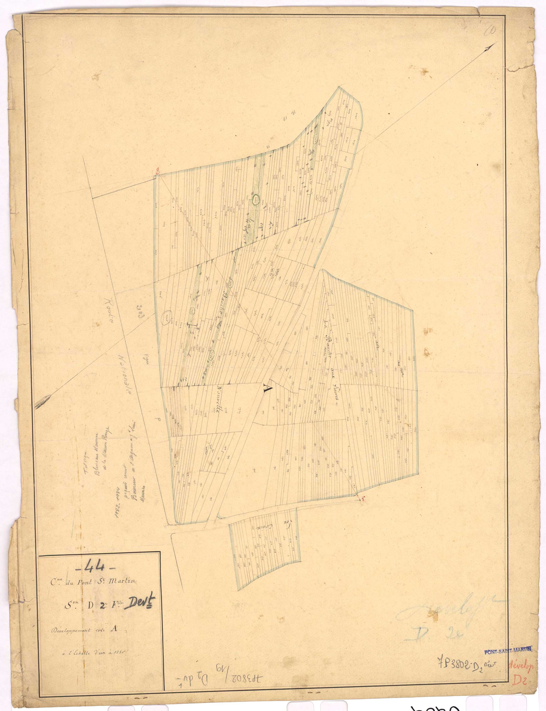 Pont-Saint-Martin - Section D2 (développement) Haute-Gobinière (section de La) ; développement de la partie A