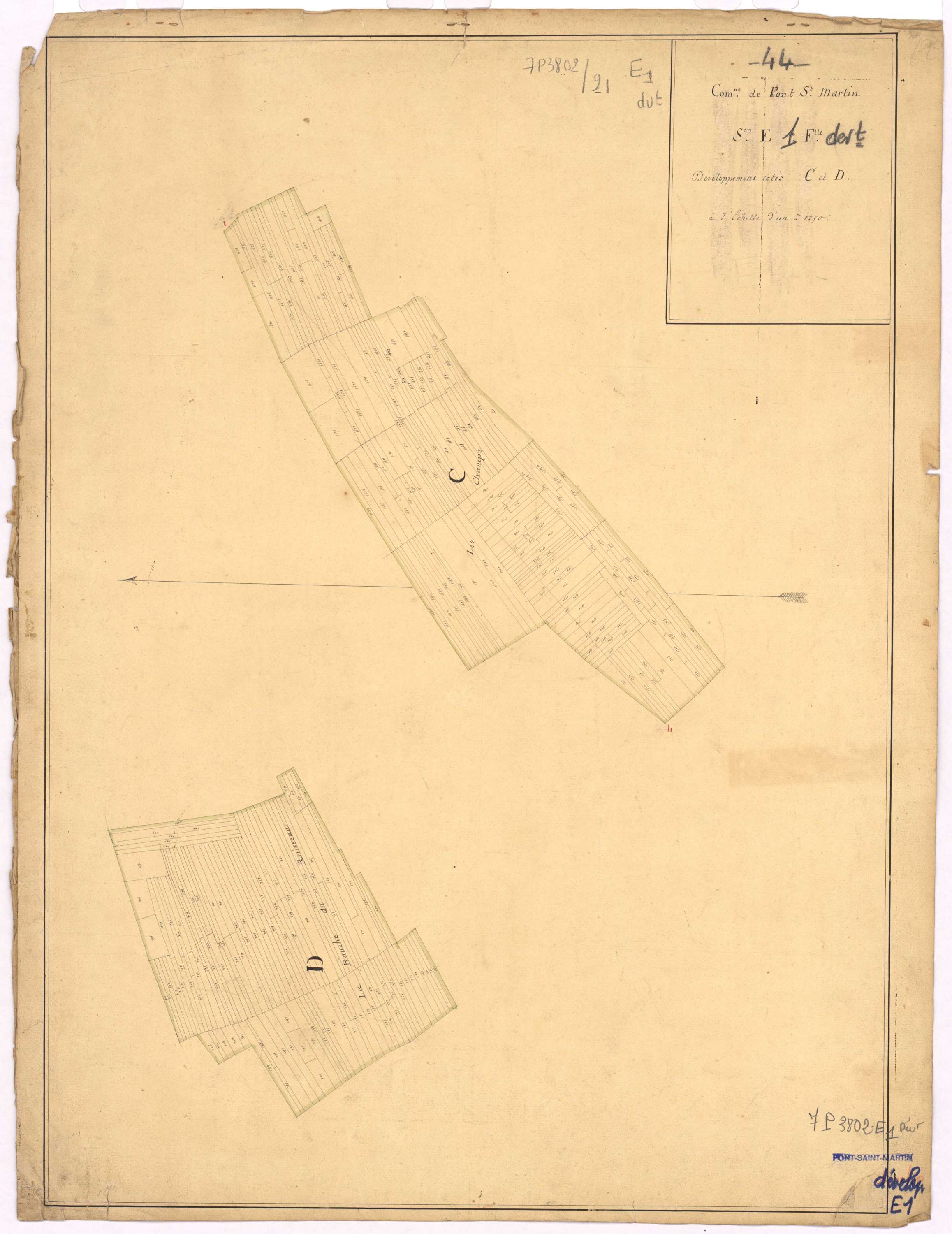 Pont-Saint-Martin - Section E1 (développement) Bénétière (section de La) ; développement des parties C et D