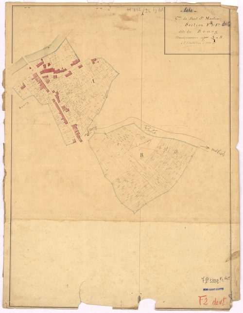 Pont-Saint-Martin - Section F2 (développement) Bourg (section du) ; développement des parties A et B