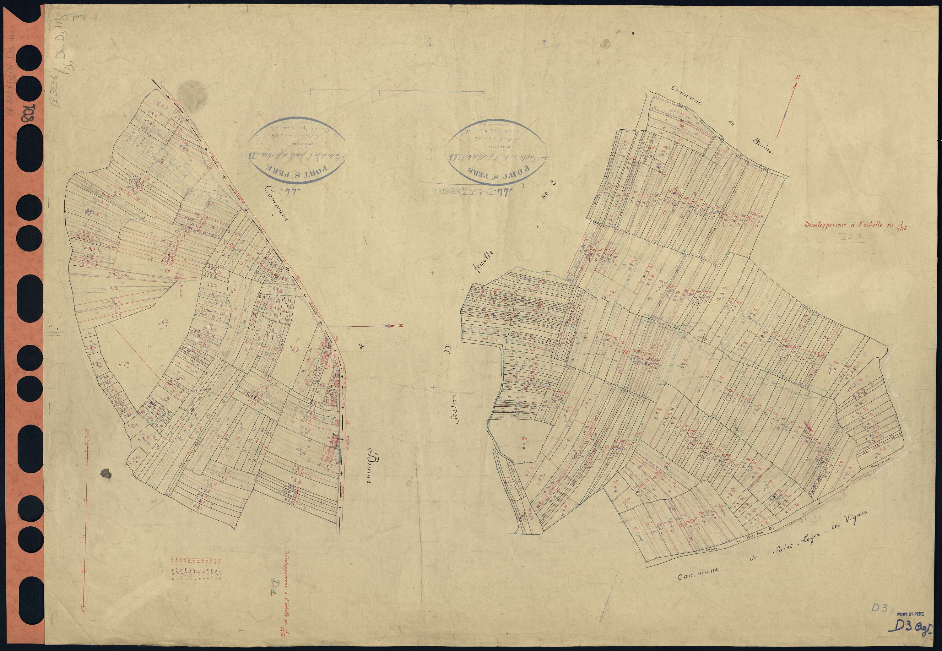 Port-Saint-Père - Section D1 D3 (développement) Saint-Léger (section de) . 1-487 . 806-1140 . développement de diverses parcelles