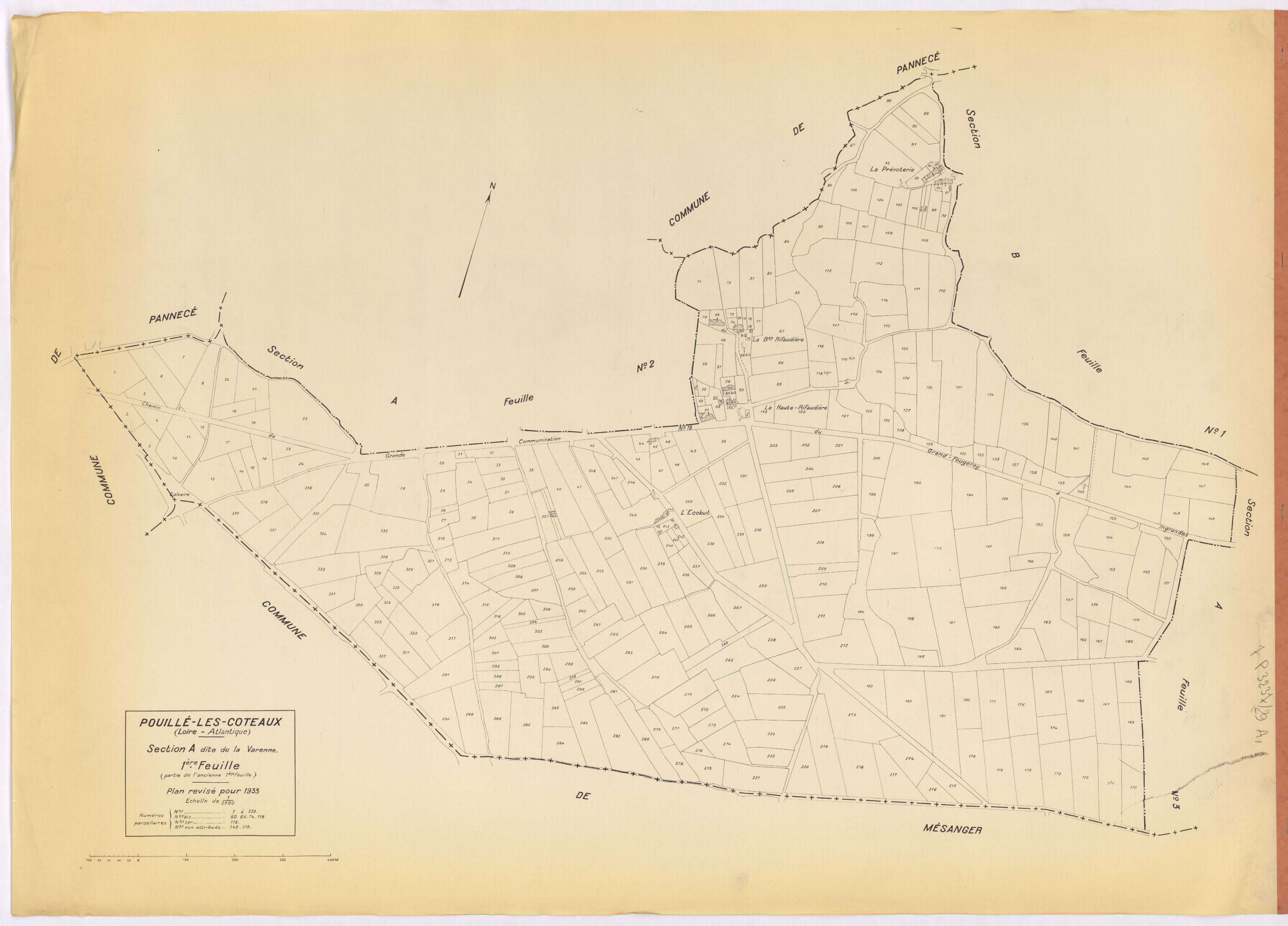 Pouillé-les-Côteaux - Section A1 Varenne (section de La) ; 1-339