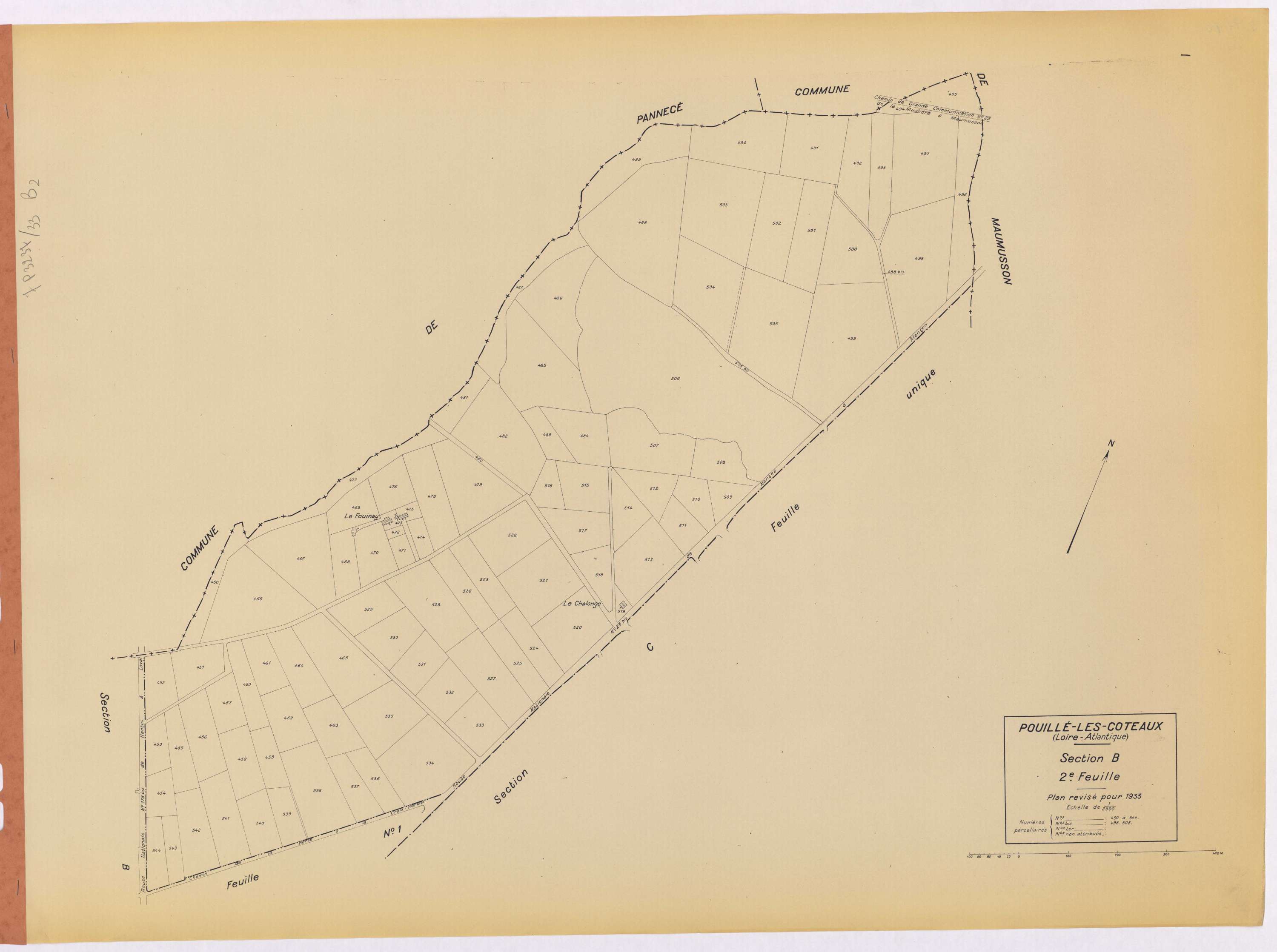 Pouillé-les-Côteaux - Section B2 450-544