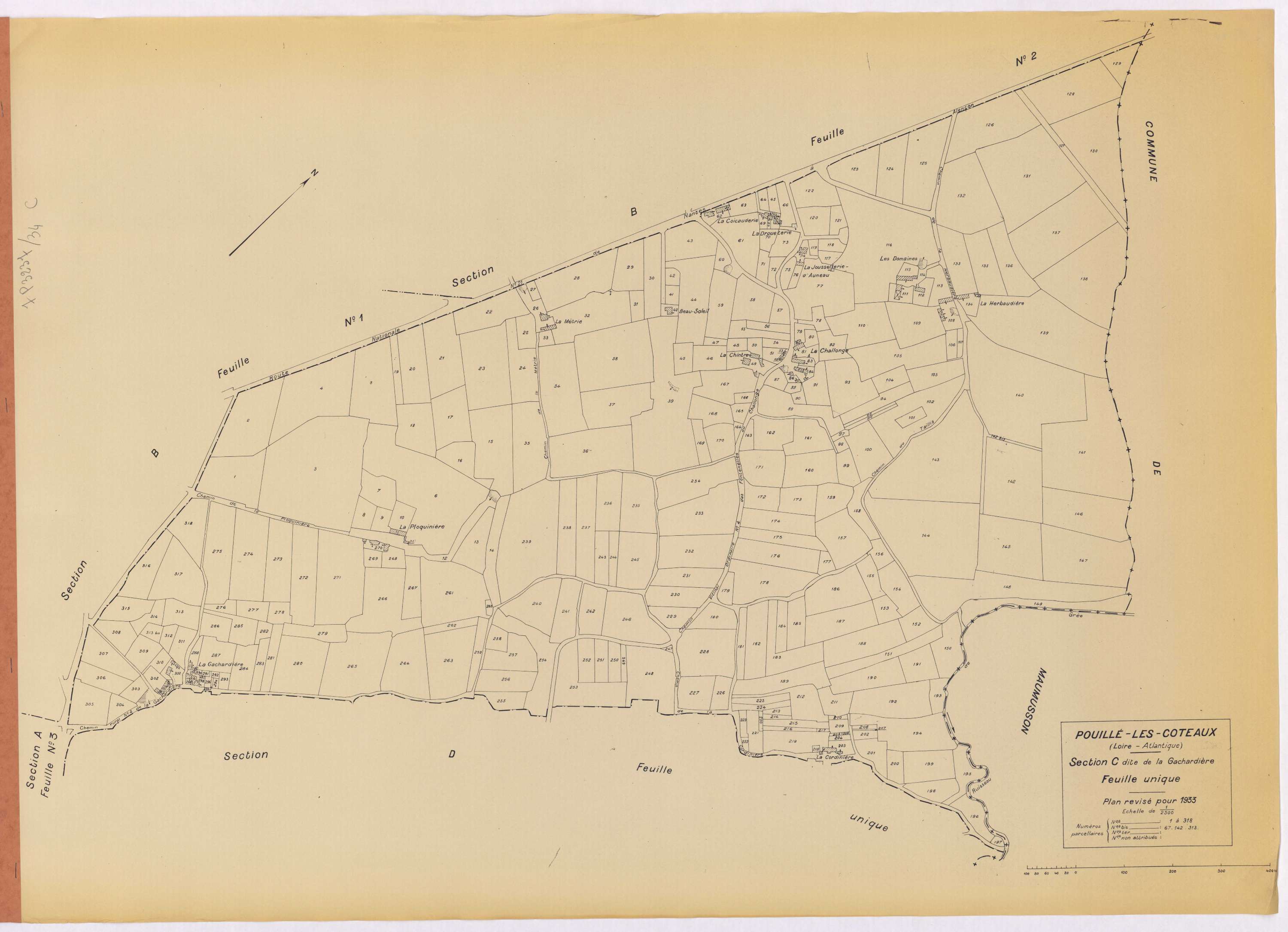 Pouillé-les-Côteaux - Section C Gachardière (section de La) ; 1-318
