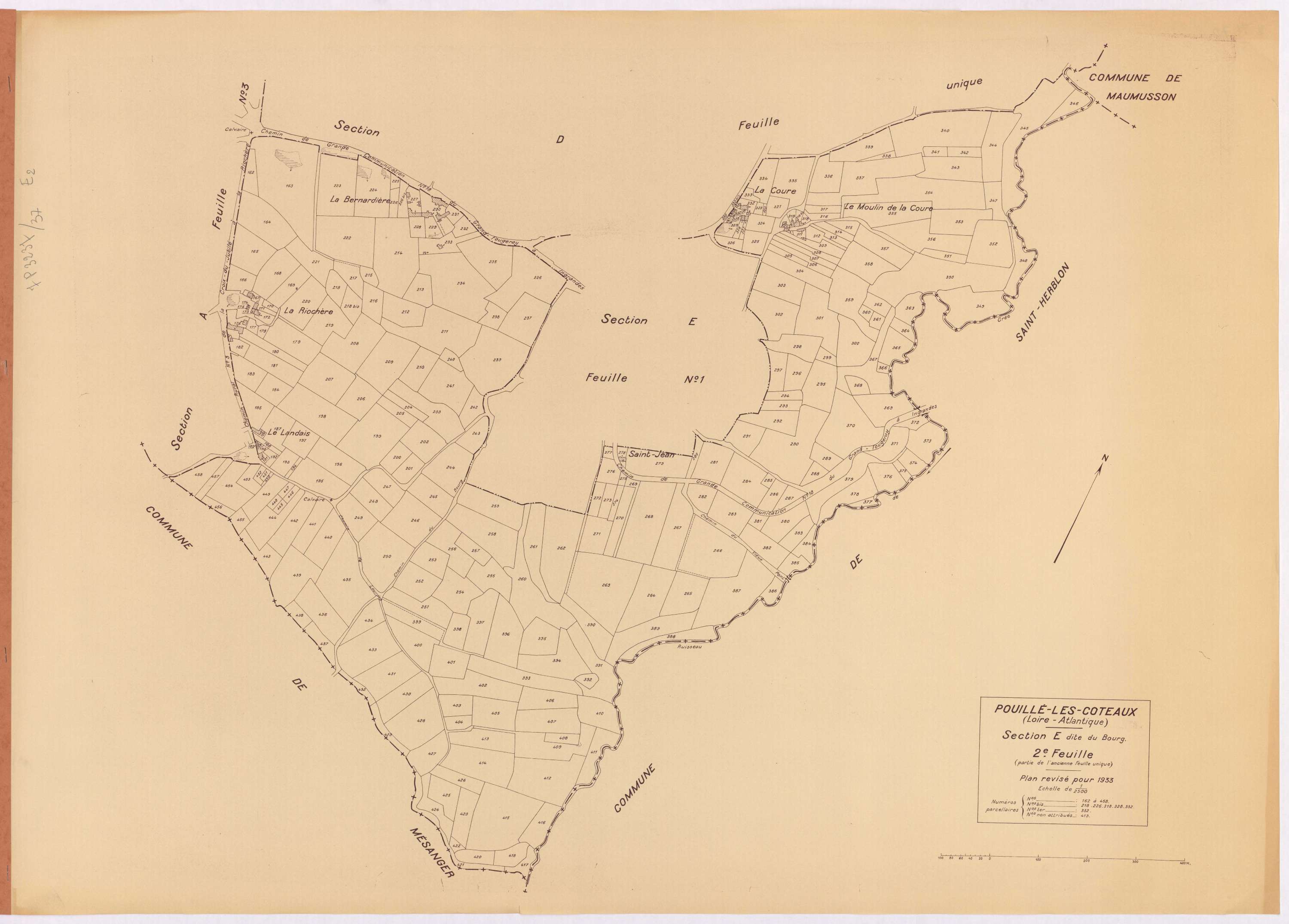 Pouillé-les-Côteaux - Section E2 Bourg (section du) ; 162-458