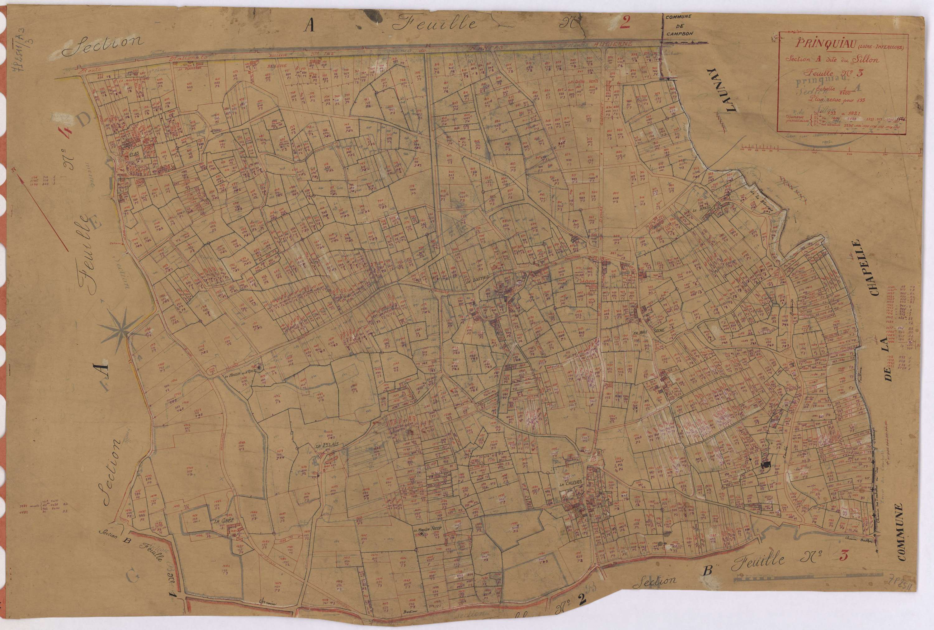 Prinquiau - Section A3 Sillon (section du) ; 592-1821