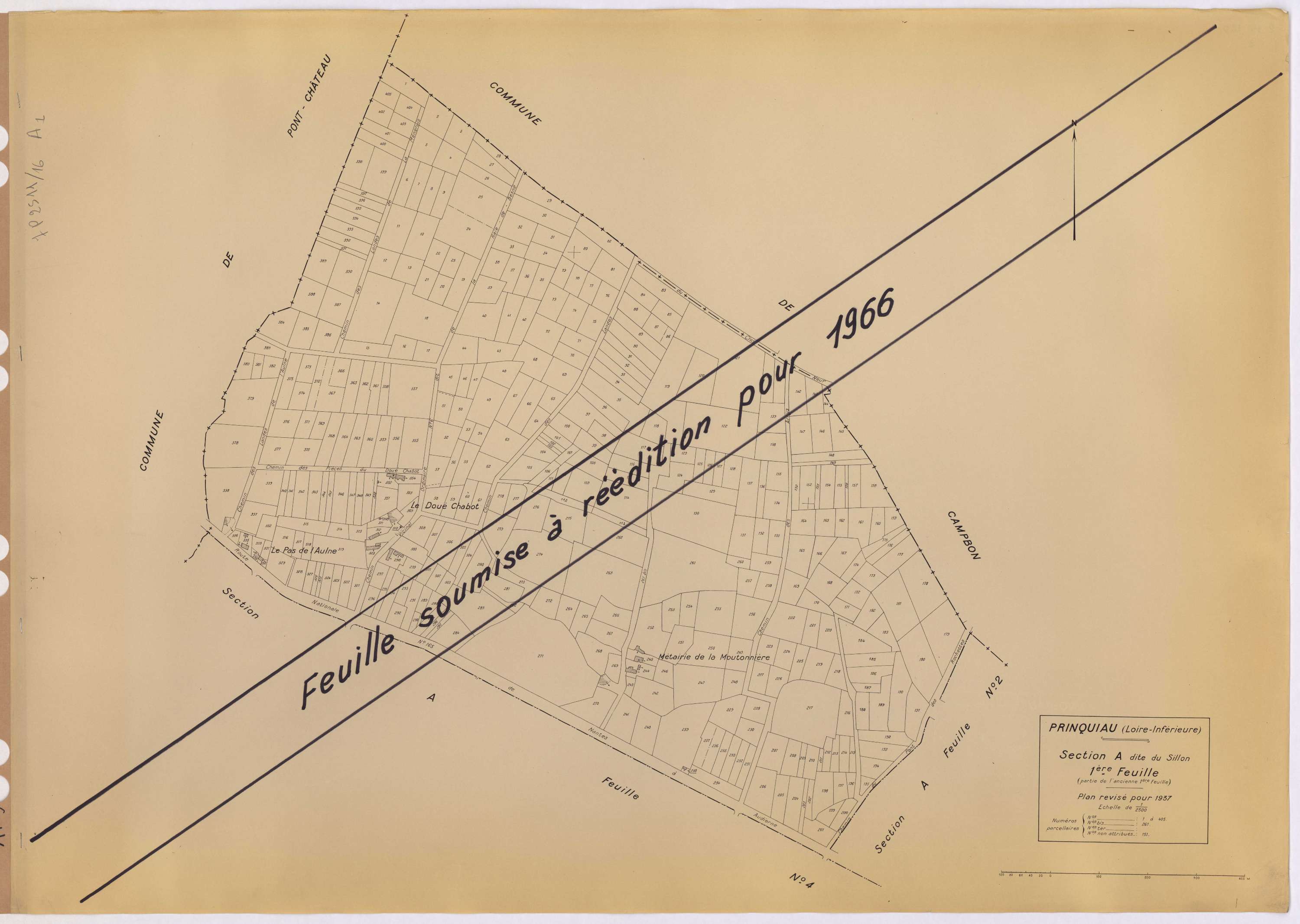 Prinquiau - Section A1 Sillon (section du) ; 1-405