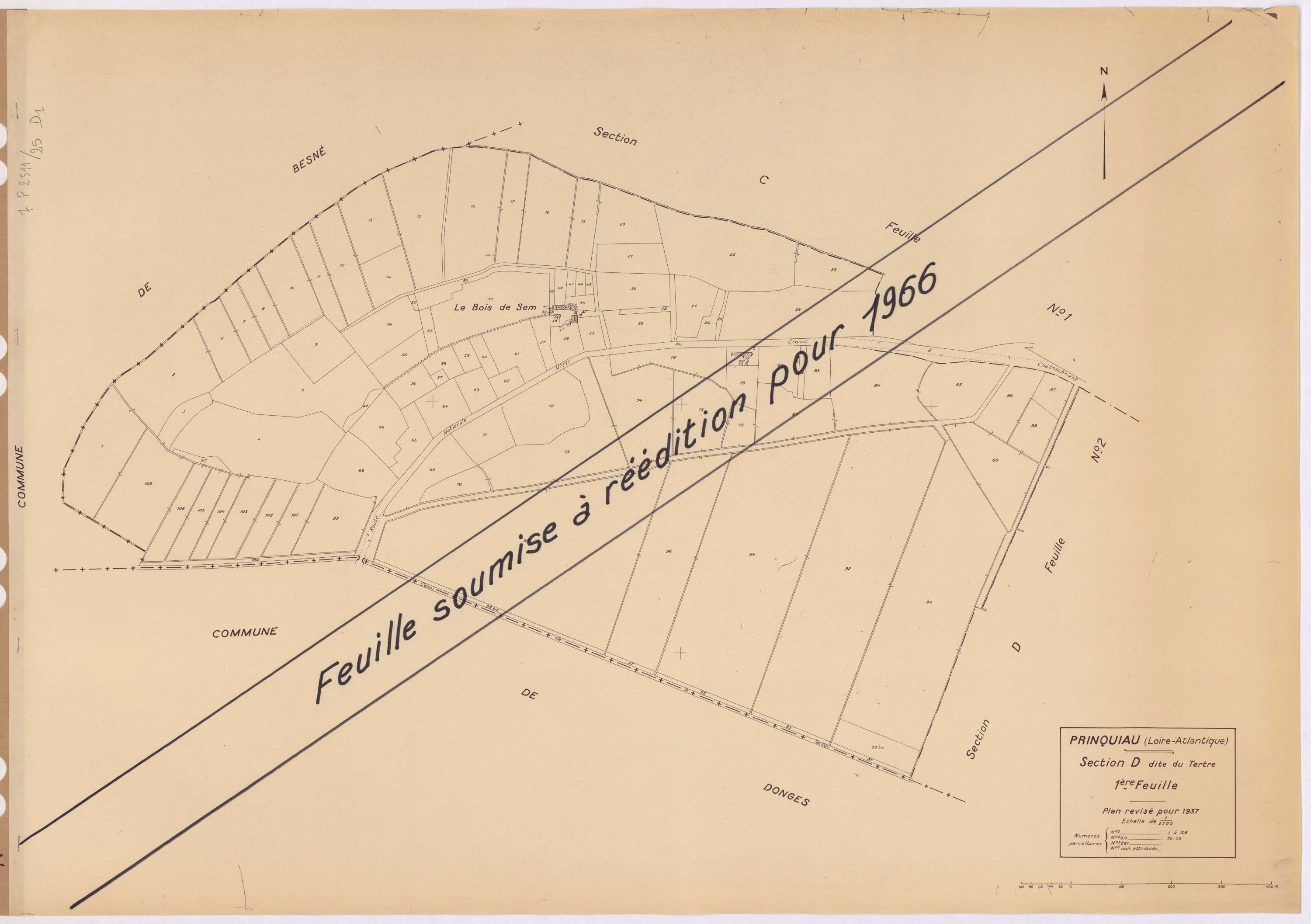 Prinquiau - Section D1 Tertre (section du) ; 1-108