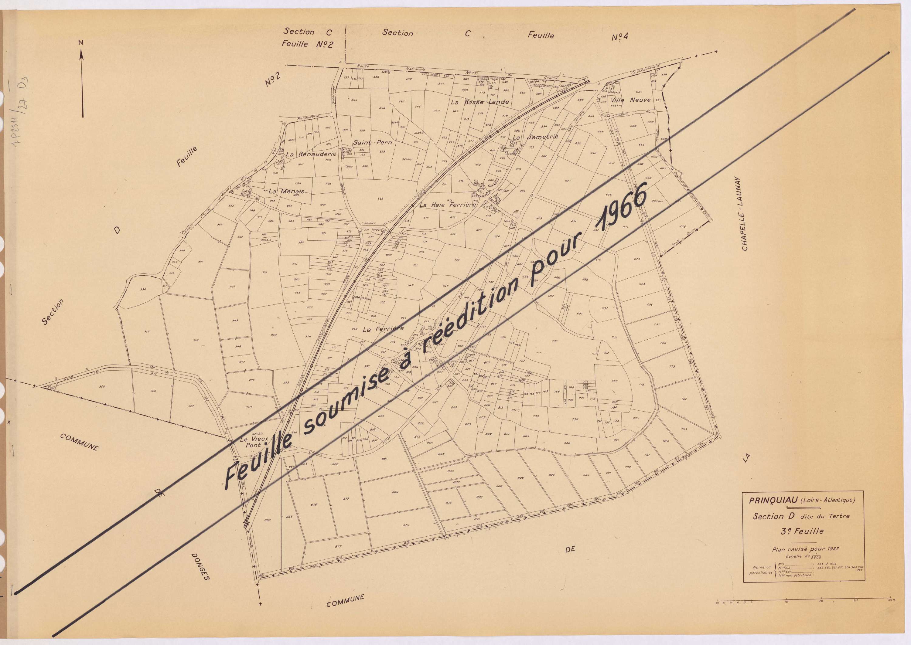 Prinquiau - Section D3 Tertre (section du) ; 535-1016