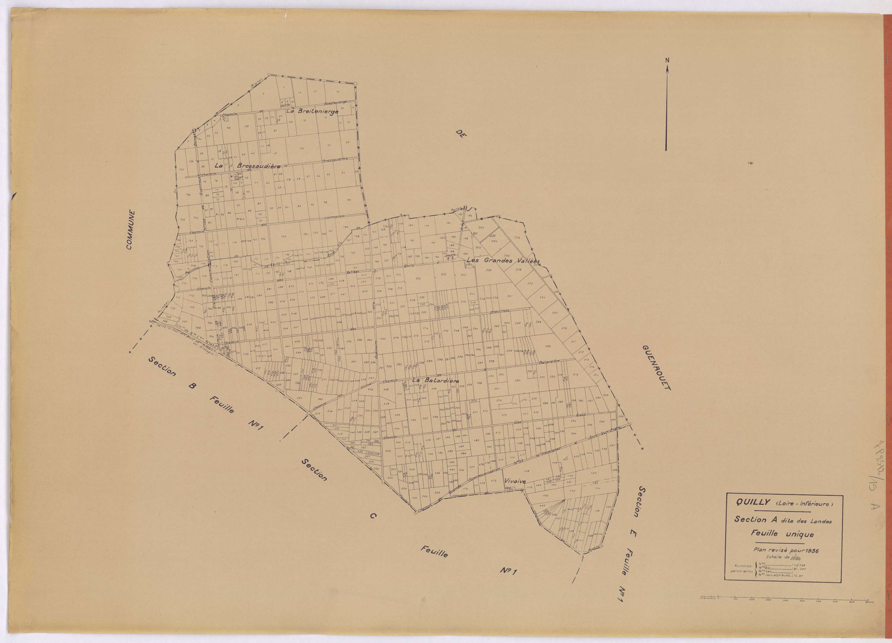 Quilly - Section A Landes (section des) ; 1-738