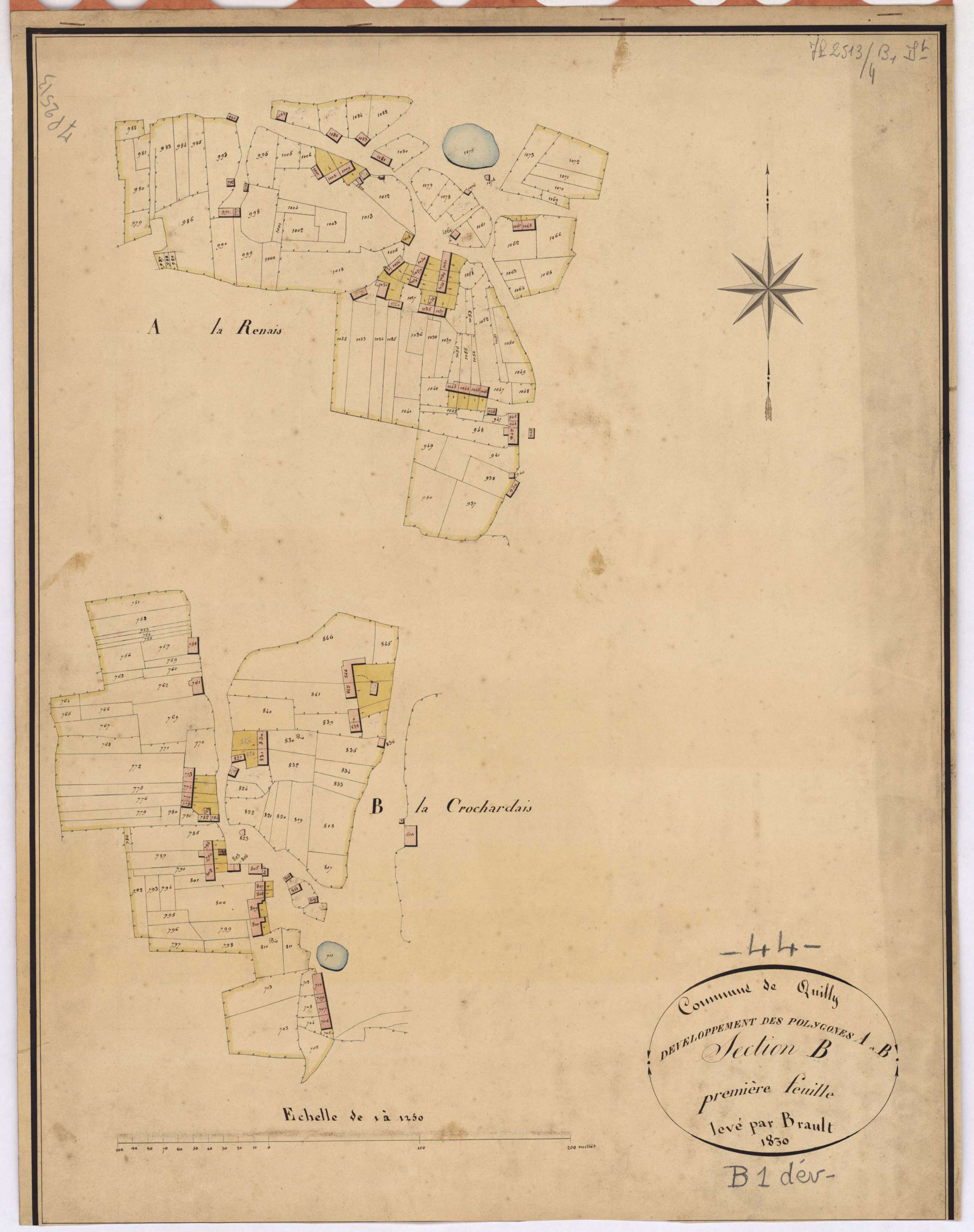 Quilly - Section B1 (développement) Renais (section de La) ; développement des villages de La Renais et de La Crochardais