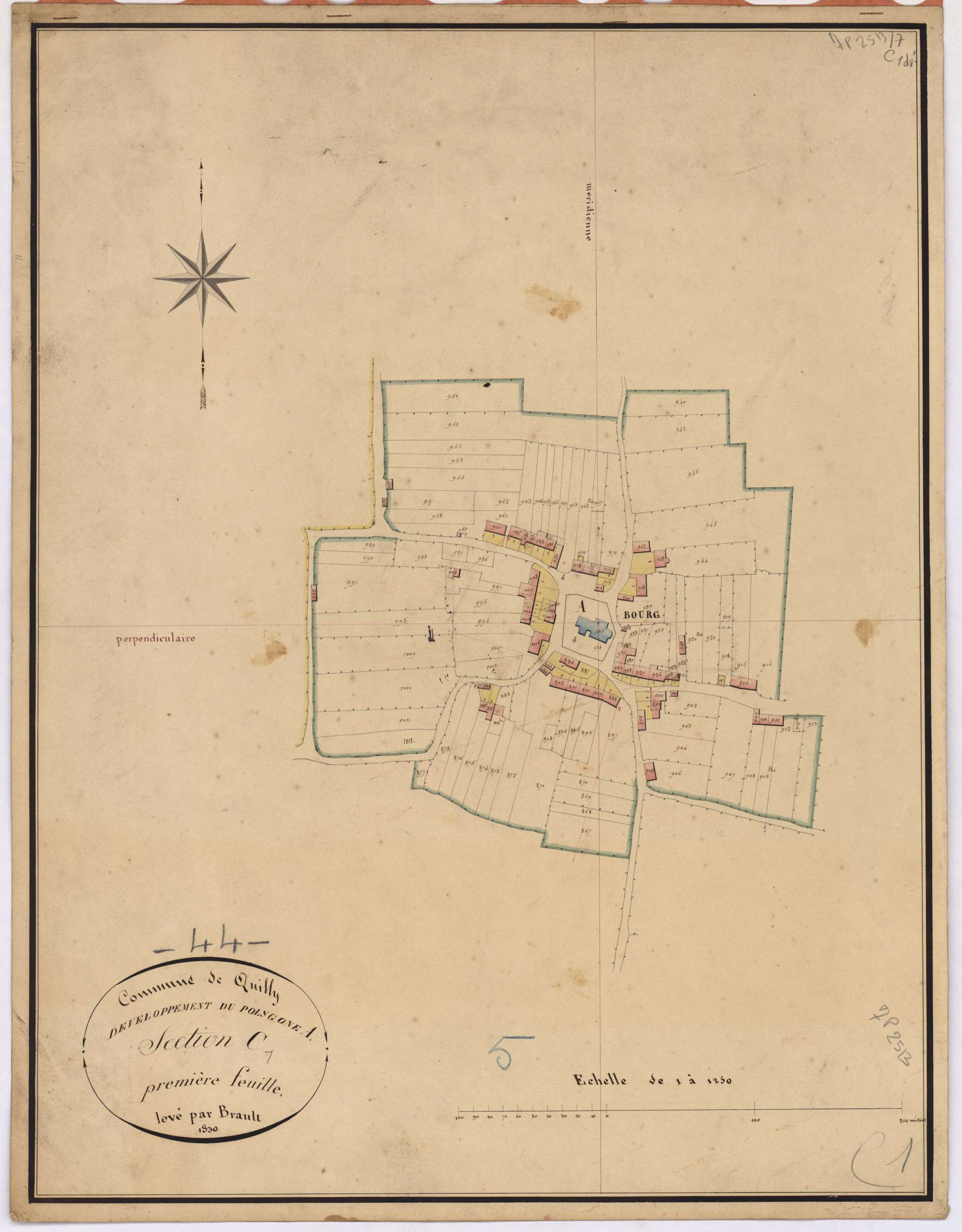 Quilly - Section C1 (développement) Bourg (section du) ; développement du Bourg
