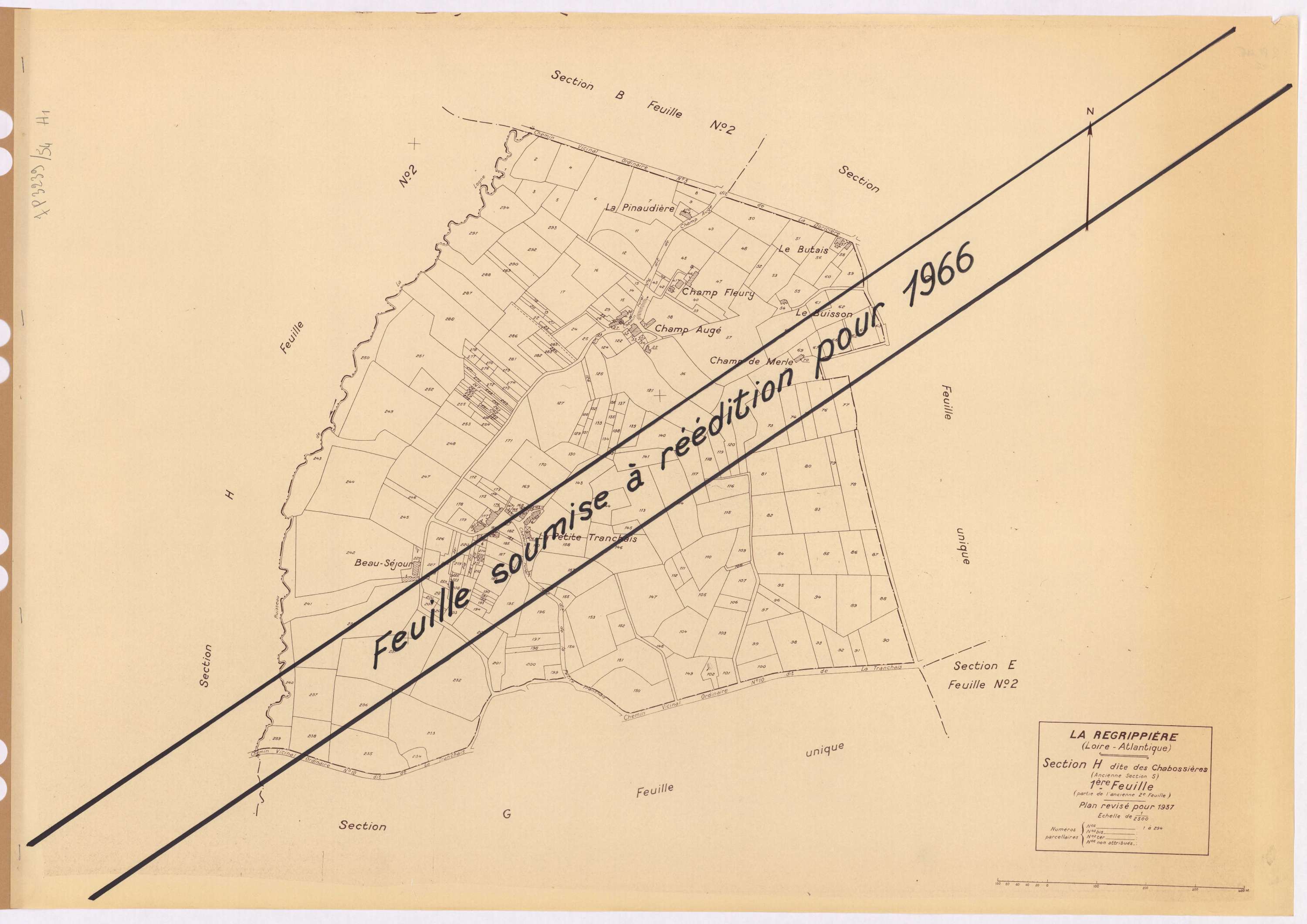 La Regrippière - Section H1 Chabossières (section des) ; 1-294