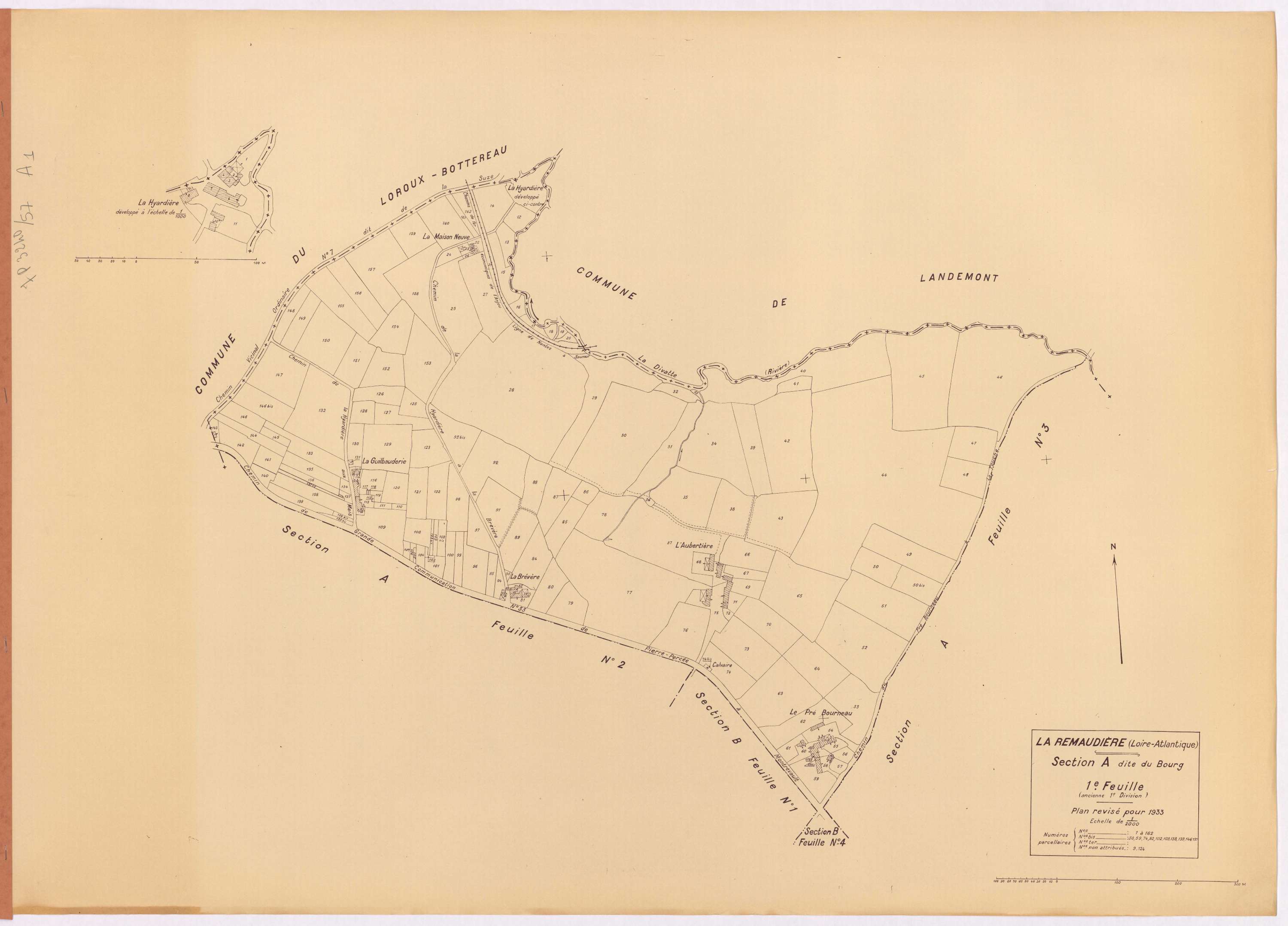 La Remaudière - Section A1 Bourg (section du) ; 1-162