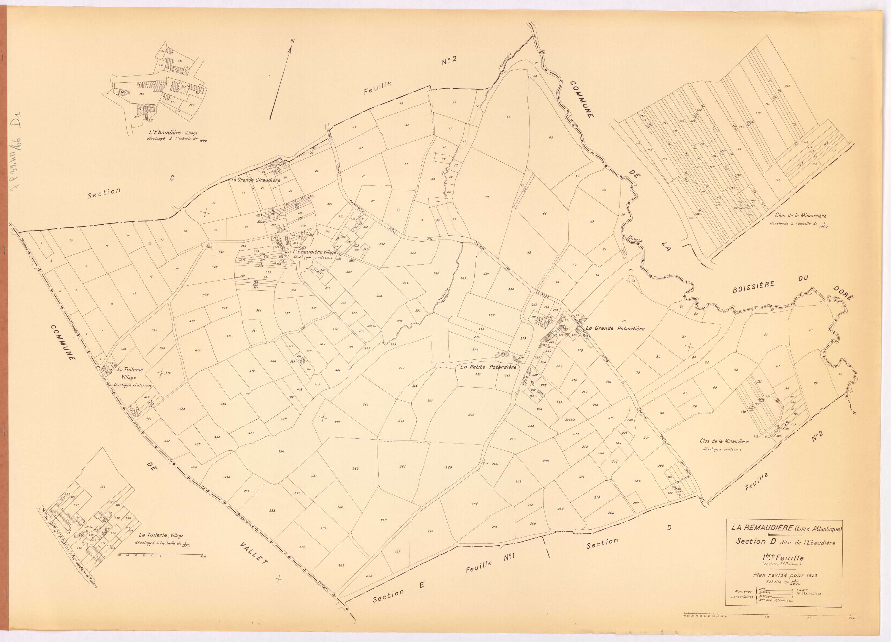La Remaudière - Section D1 Ebaudière (section de l') ; 1-458